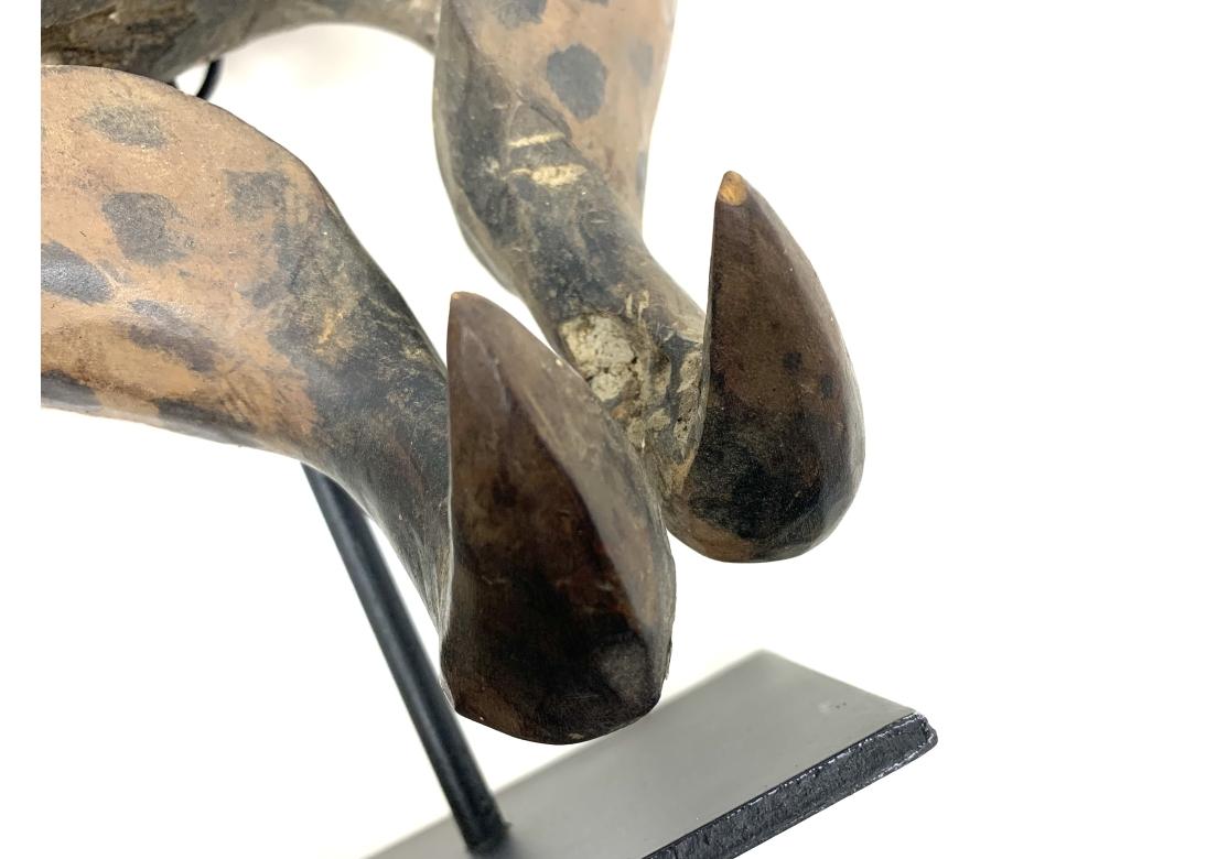 Carved Africian Wood Ceremonial Mask On Custom Stand For Sale 5