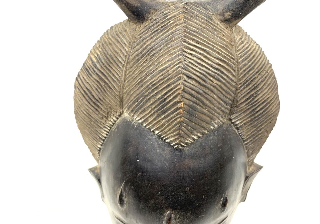 Carved Africian Wood Ceremonial Mask On Custom Stand For Sale 7