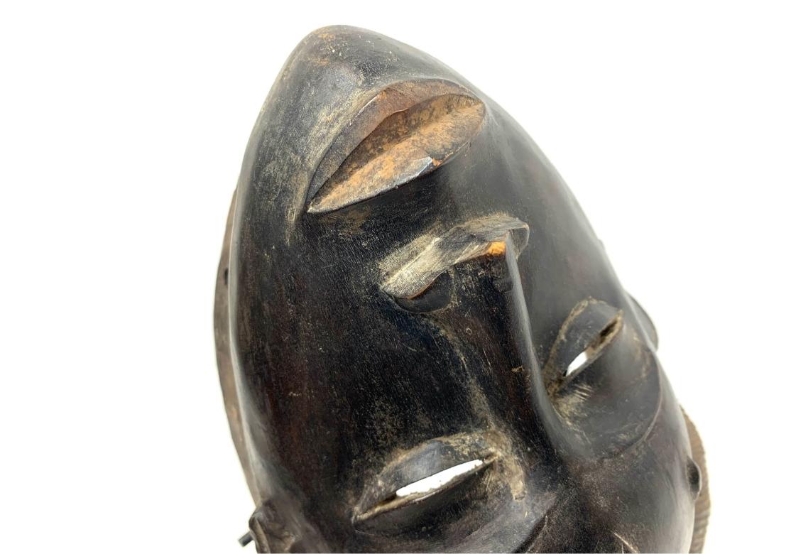Carved Africian Wood Ceremonial Mask On Custom Stand For Sale 1