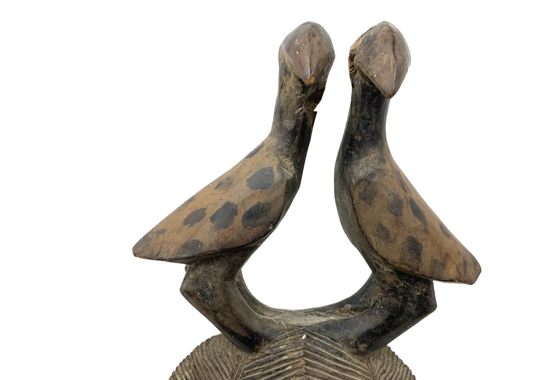 Carved Africian Wood Ceremonial Mask On Custom Stand For Sale 2