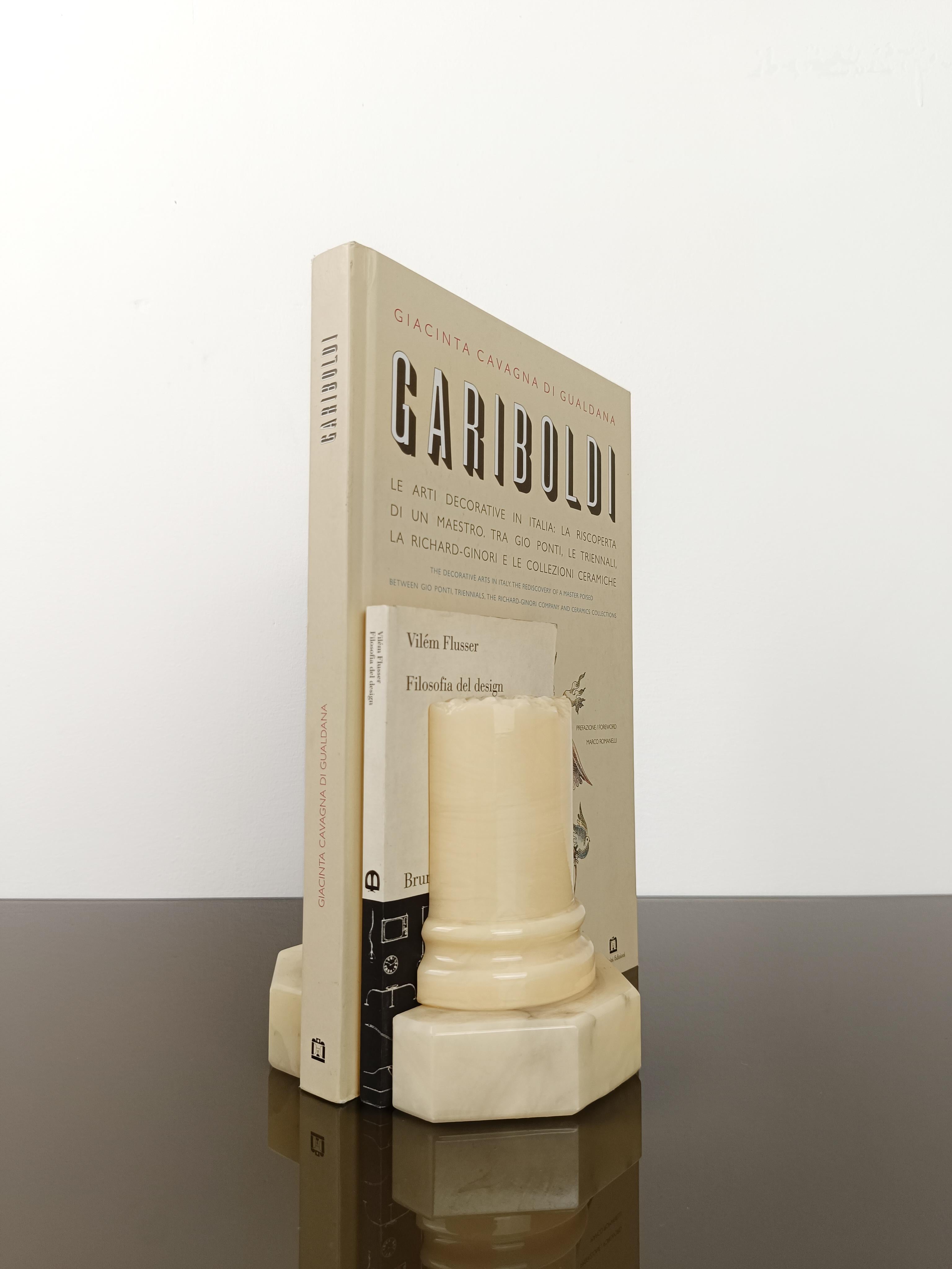 Carved Alabaster Bookend Columns from Volterra in the Style of the Grand Tour For Sale 6