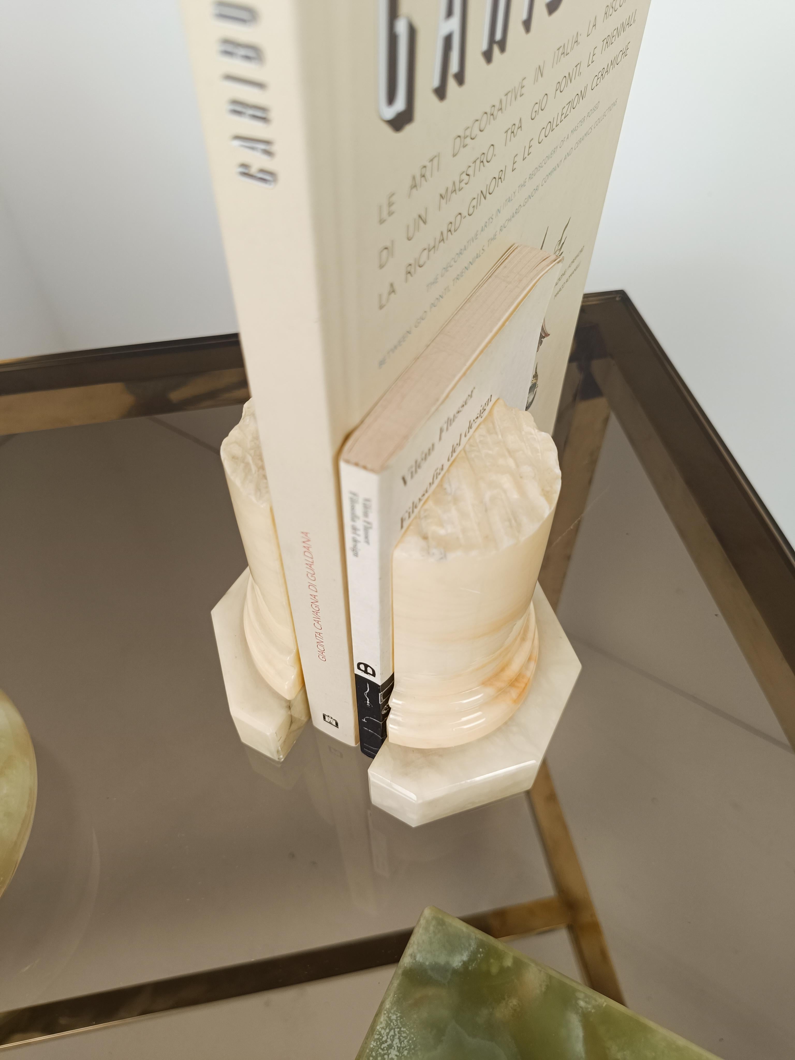 20th Century Carved Alabaster Bookend Columns from Volterra in the Style of the Grand Tour For Sale