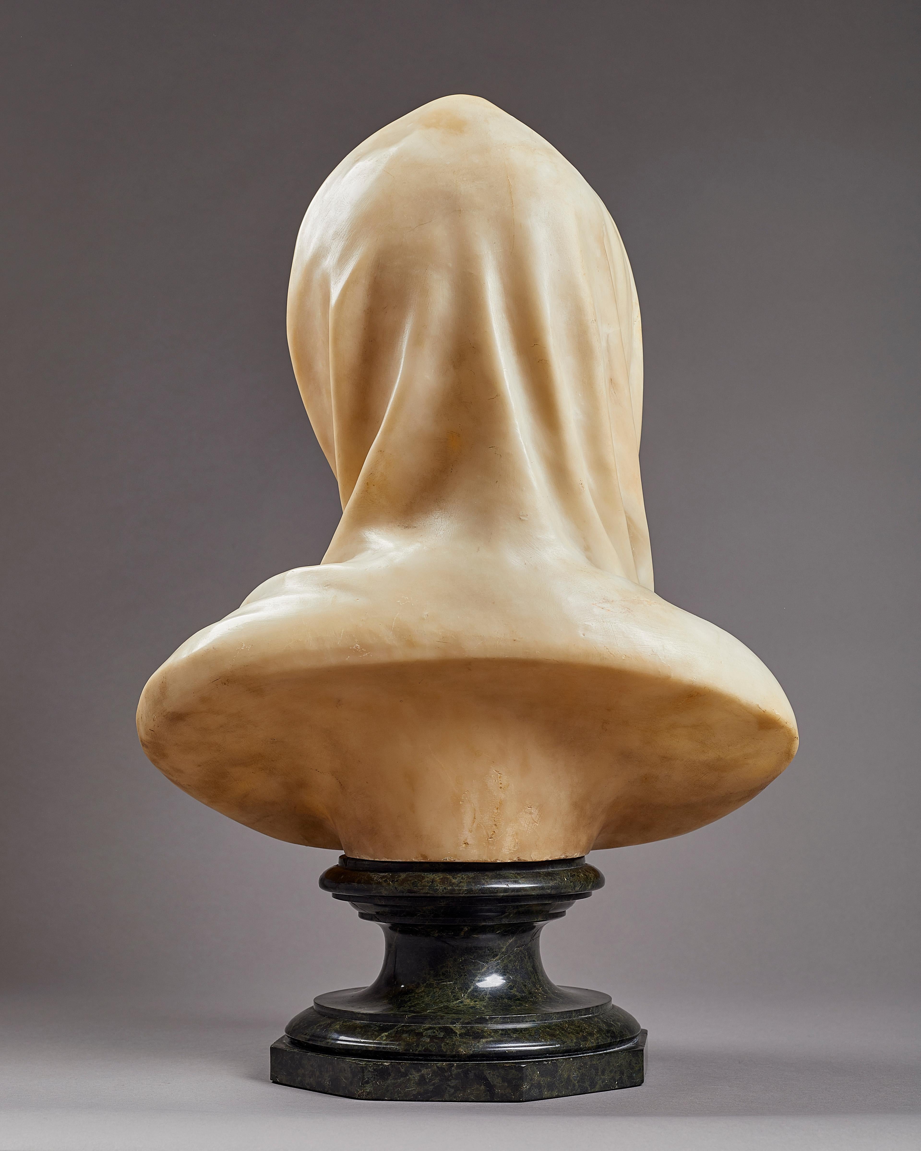 Carved Alabaster Bust of the Madonna, Italian, 19th Century For Sale 1