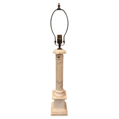 Carved Alabaster Column Lamp
