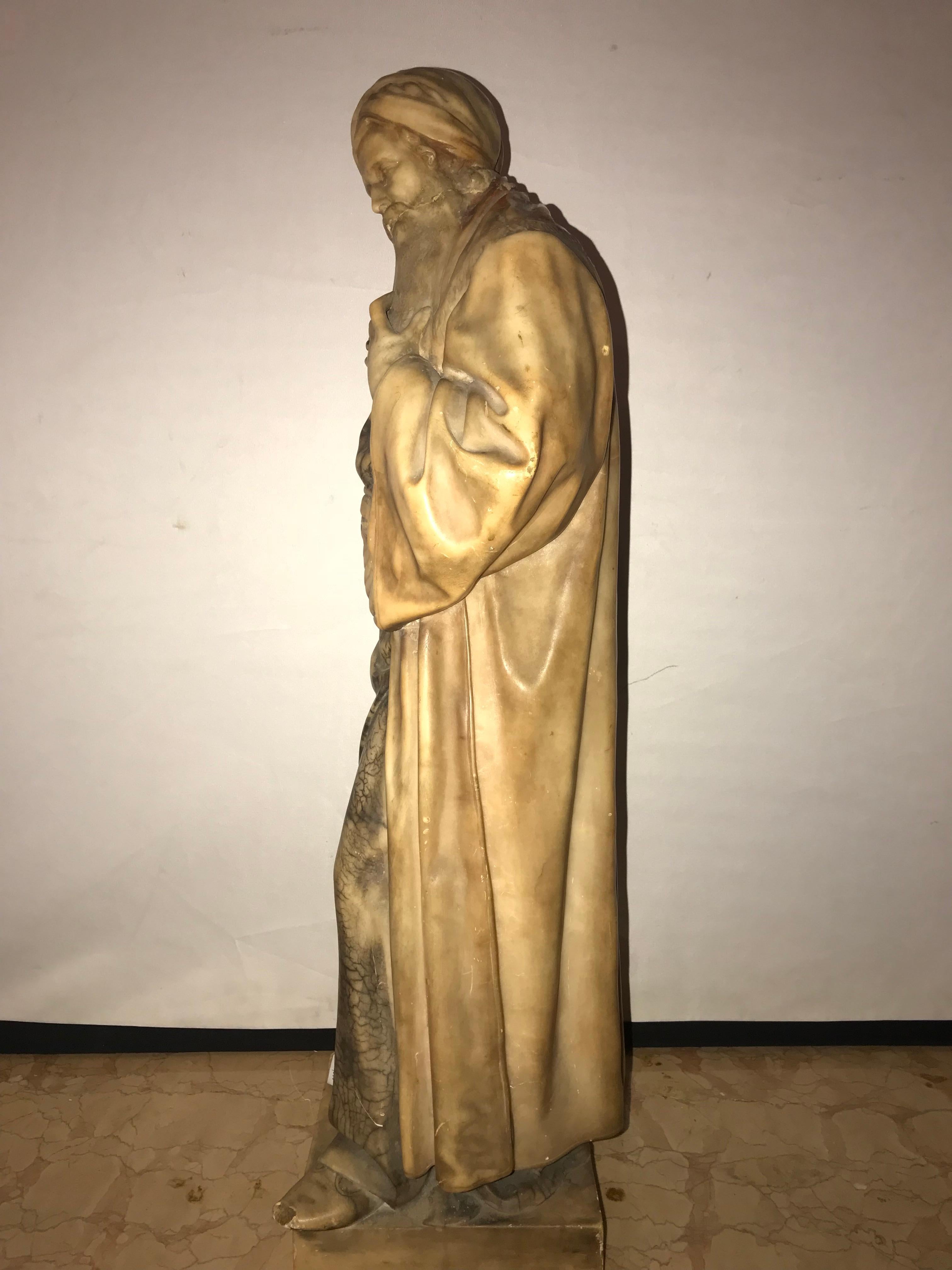 20th Century Carved Alabaster Figure of a Fully Dressed Bearded Arab