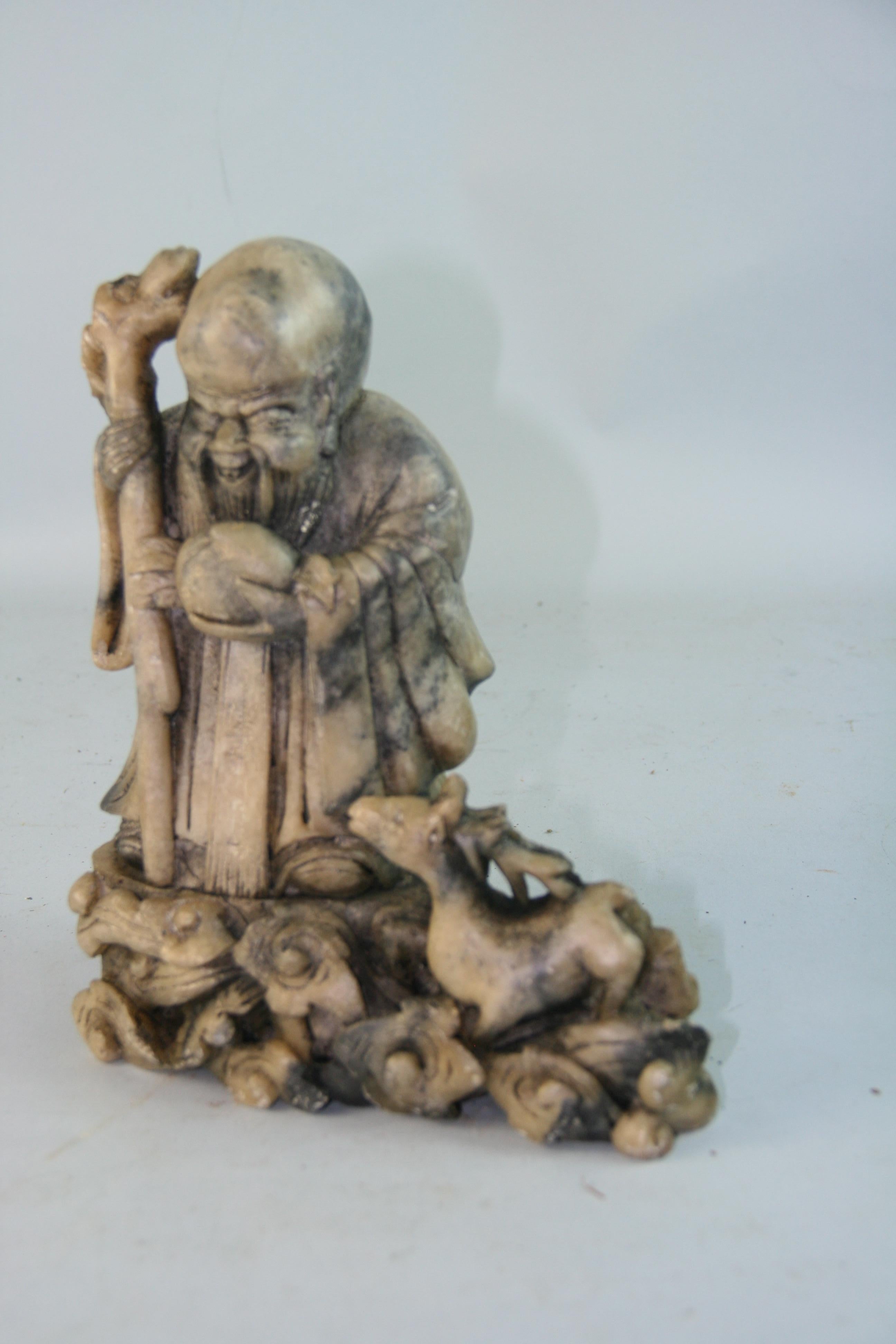 Early 20th Century Carved Alabaster Happy Buddha For Sale