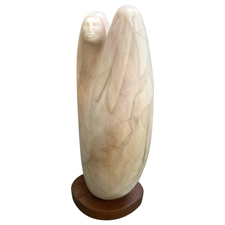 Carved Alabaster Indian Sculpture Signed For Sale at 1stDibs
