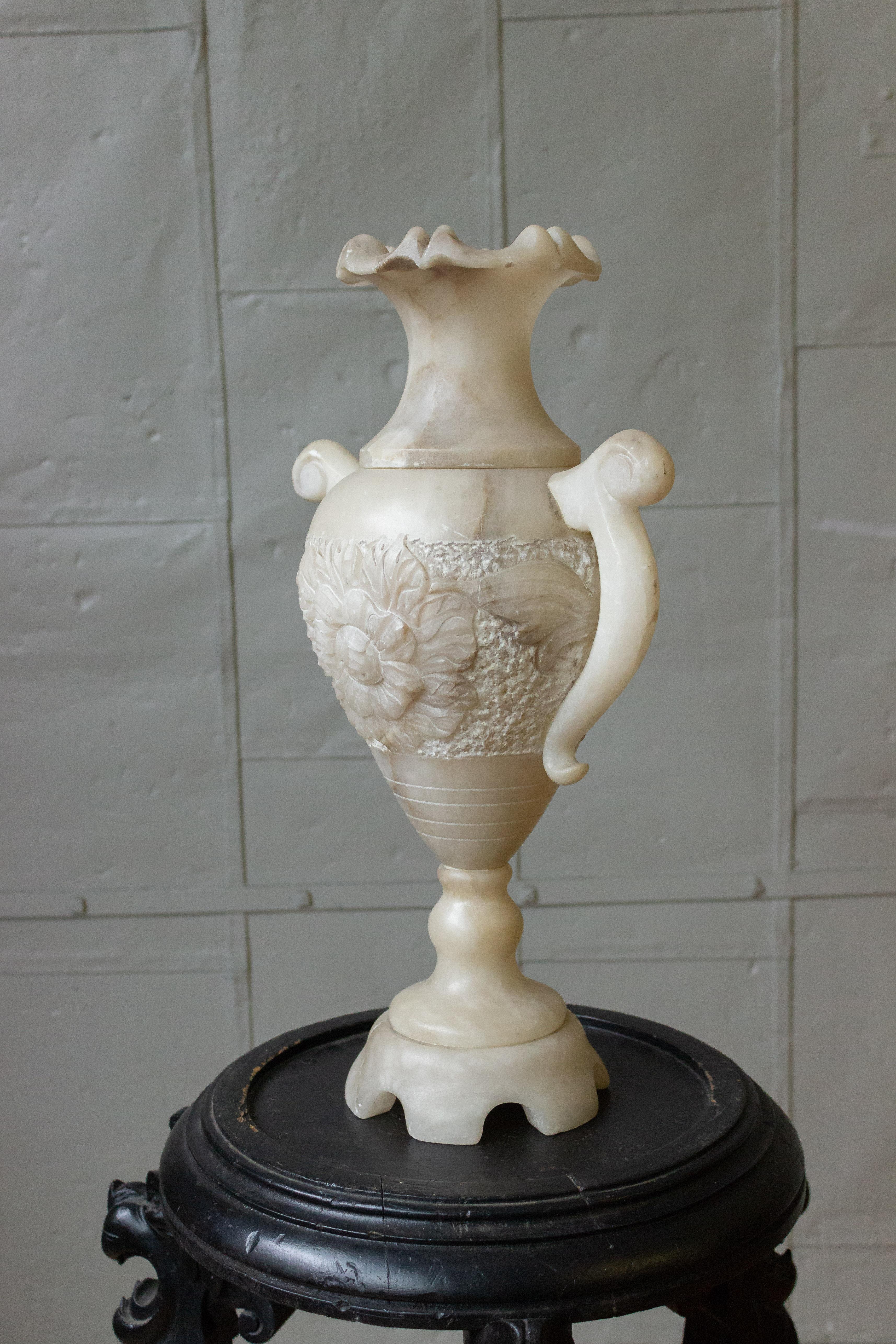 Italian Carved Alabaster Lamp