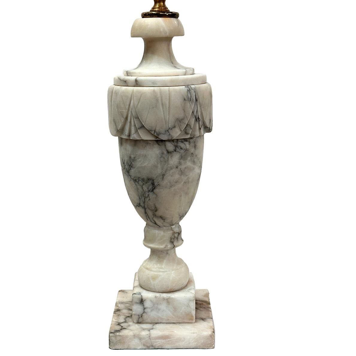 Italian Carved Alabaster Lamp For Sale