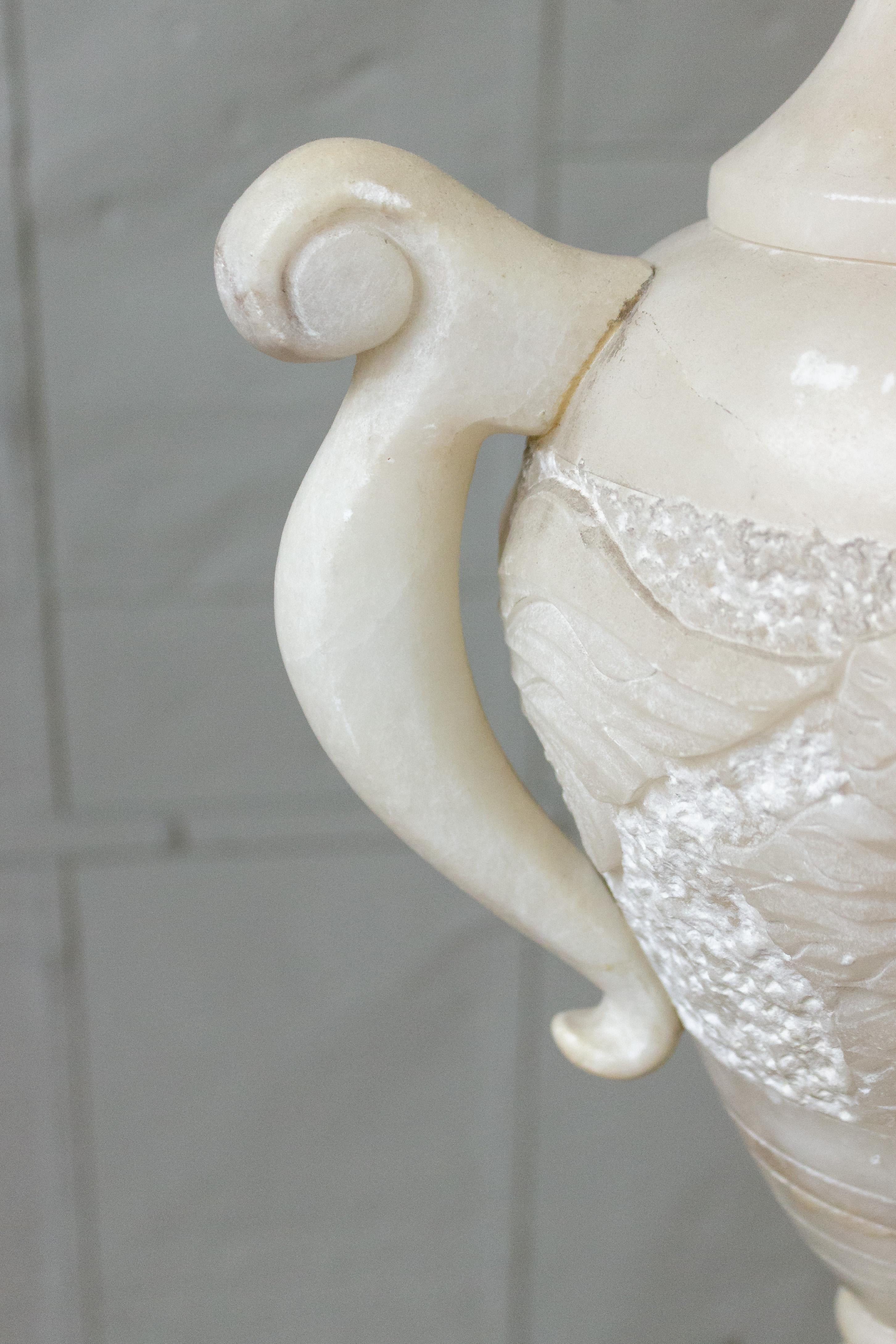 Hand-Carved Carved Alabaster Lamp