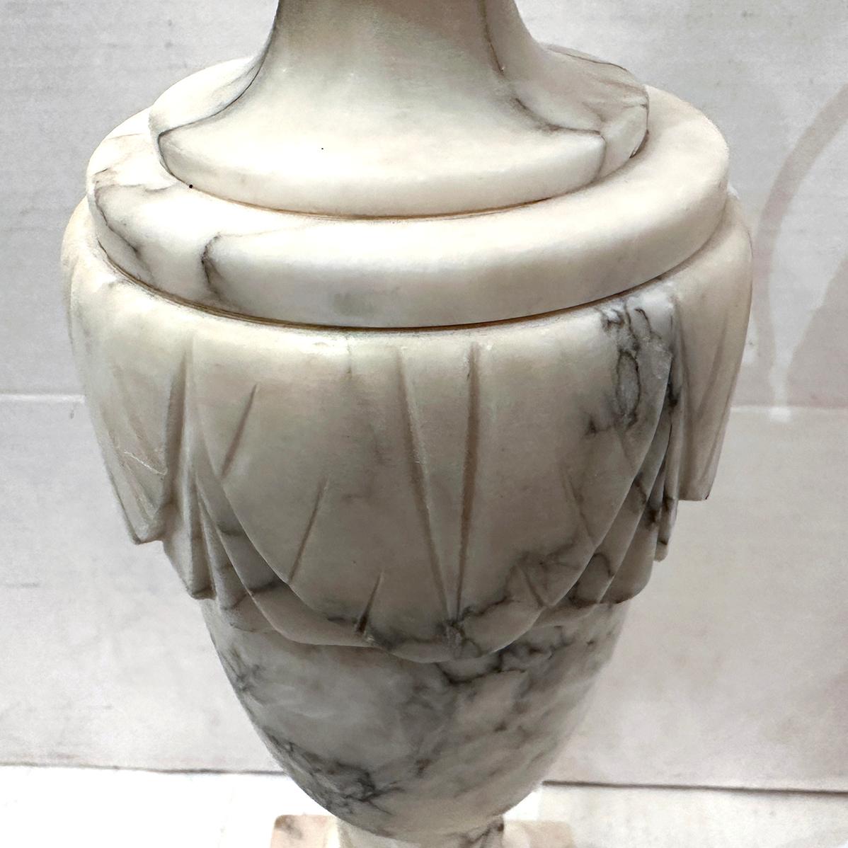 Hand-Carved Carved Alabaster Lamp For Sale