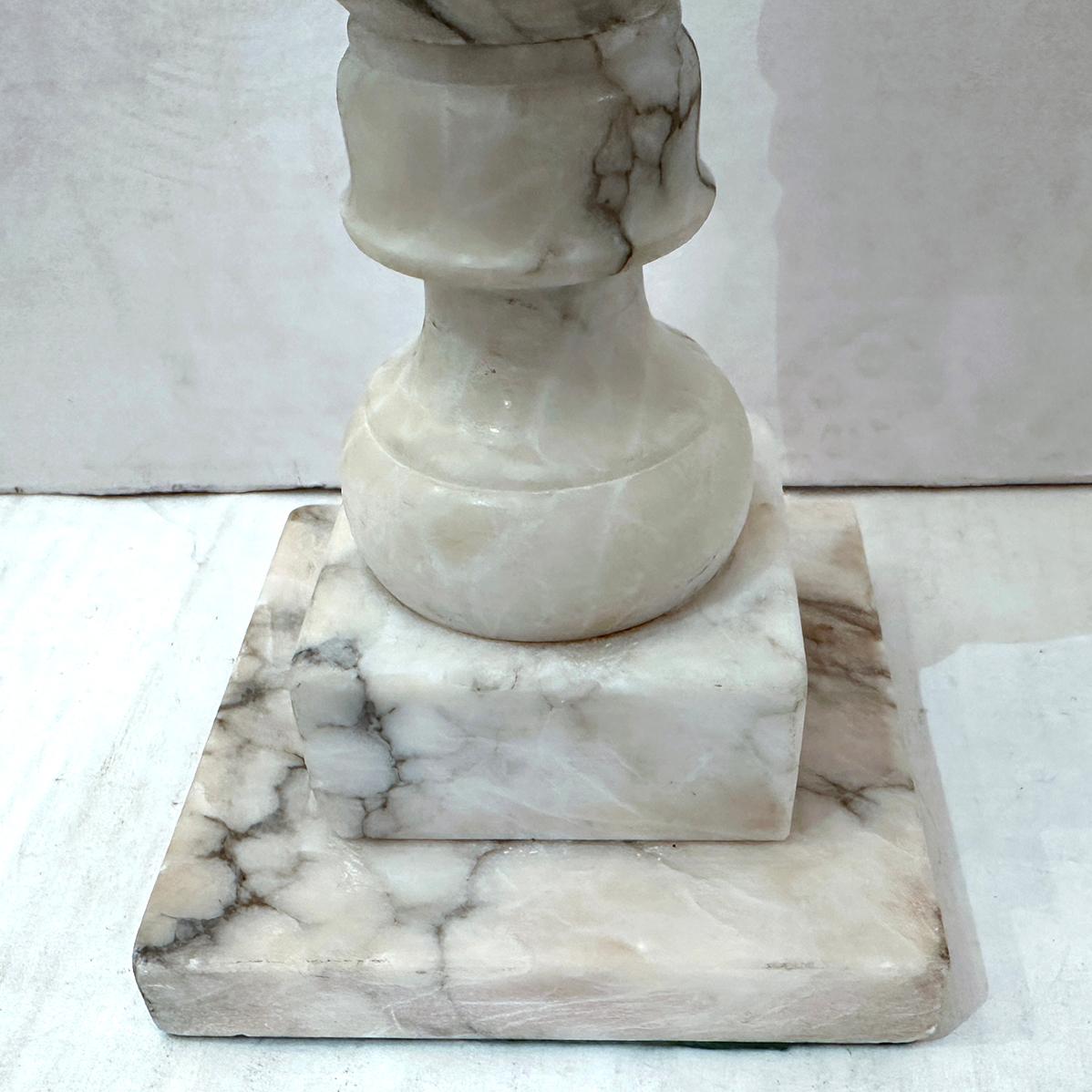 Carved Alabaster Lamp In Good Condition For Sale In New York, NY