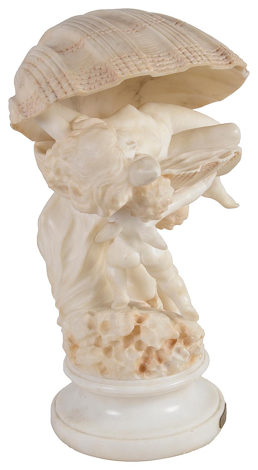 Carved Alabaster Lamp 'The Pearl', circa 1920 2