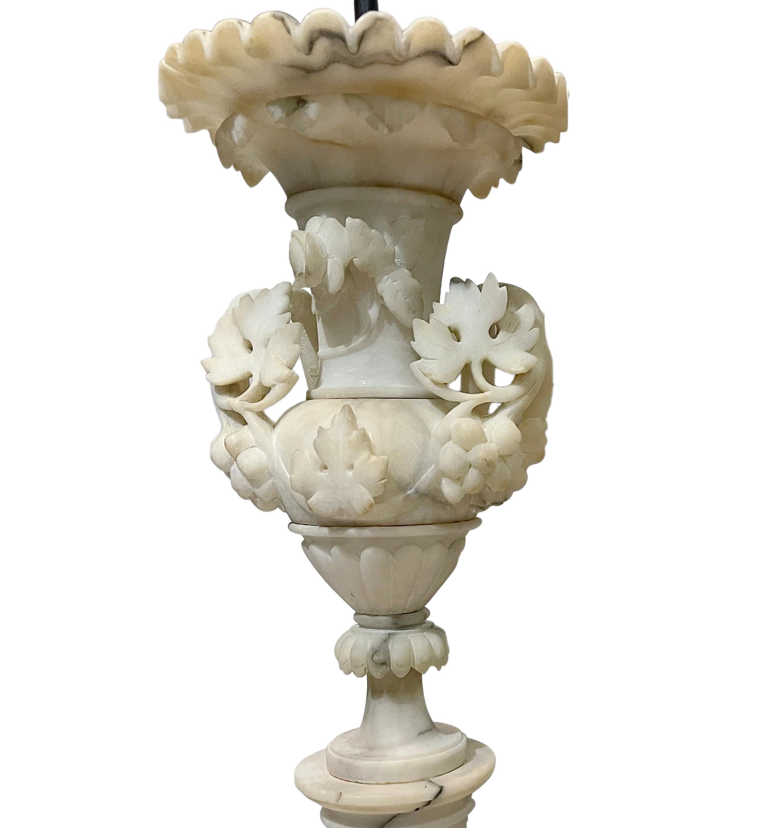 vintage carved alabaster lamp