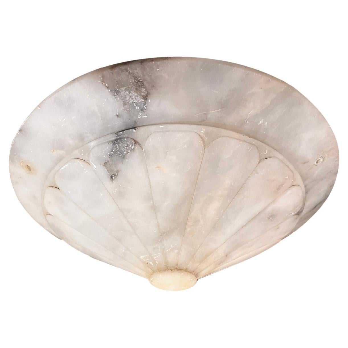 Carved Alabaster Light Fixture For Sale