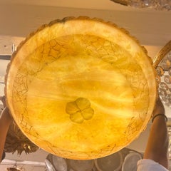 Carved Alabaster Light with Floral Motif