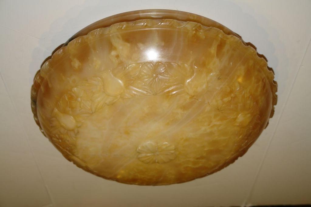 Carved Alabaster Light with Floral Motif In Good Condition For Sale In New York, NY