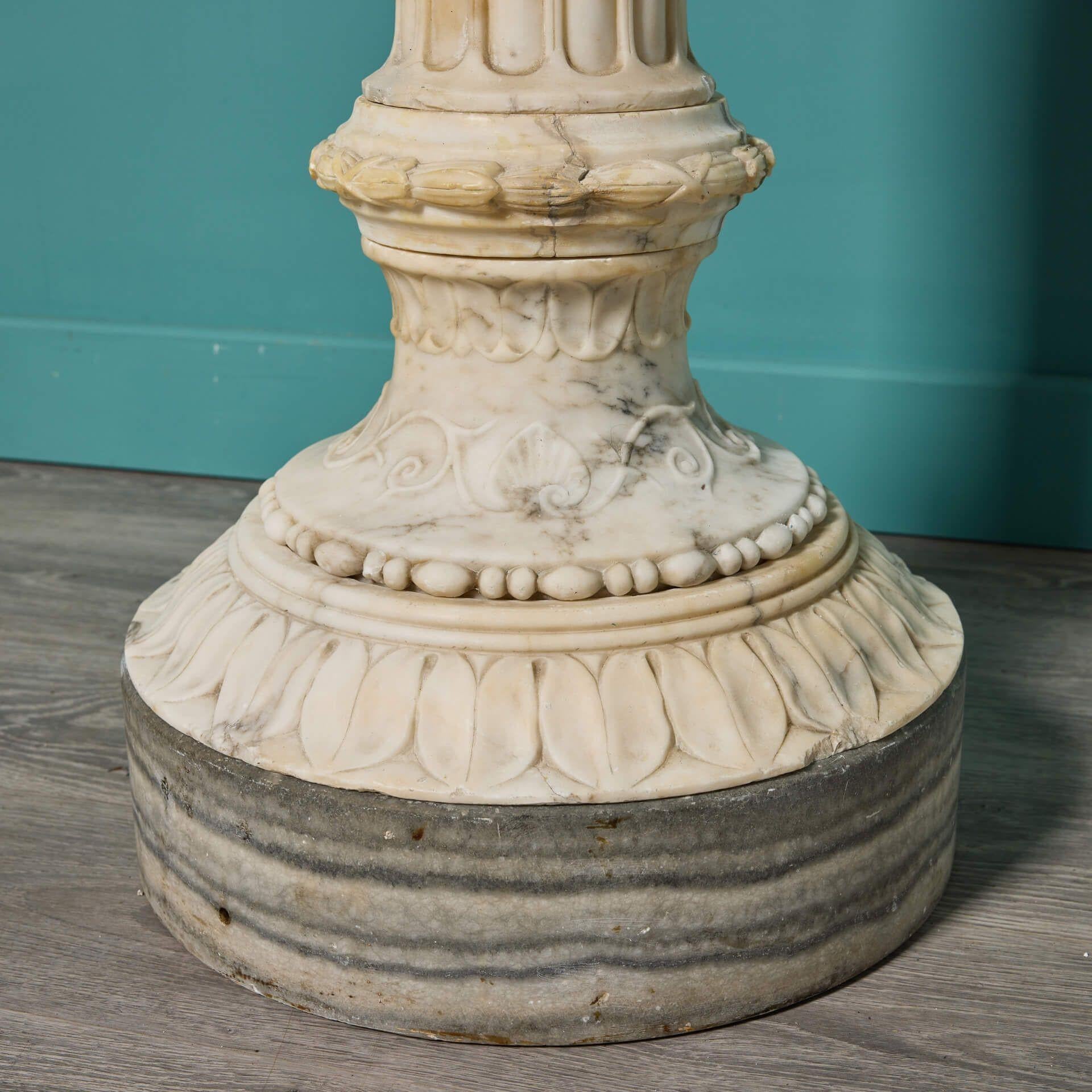 20th Century Carved Alabaster Marble Standard Lamp For Sale