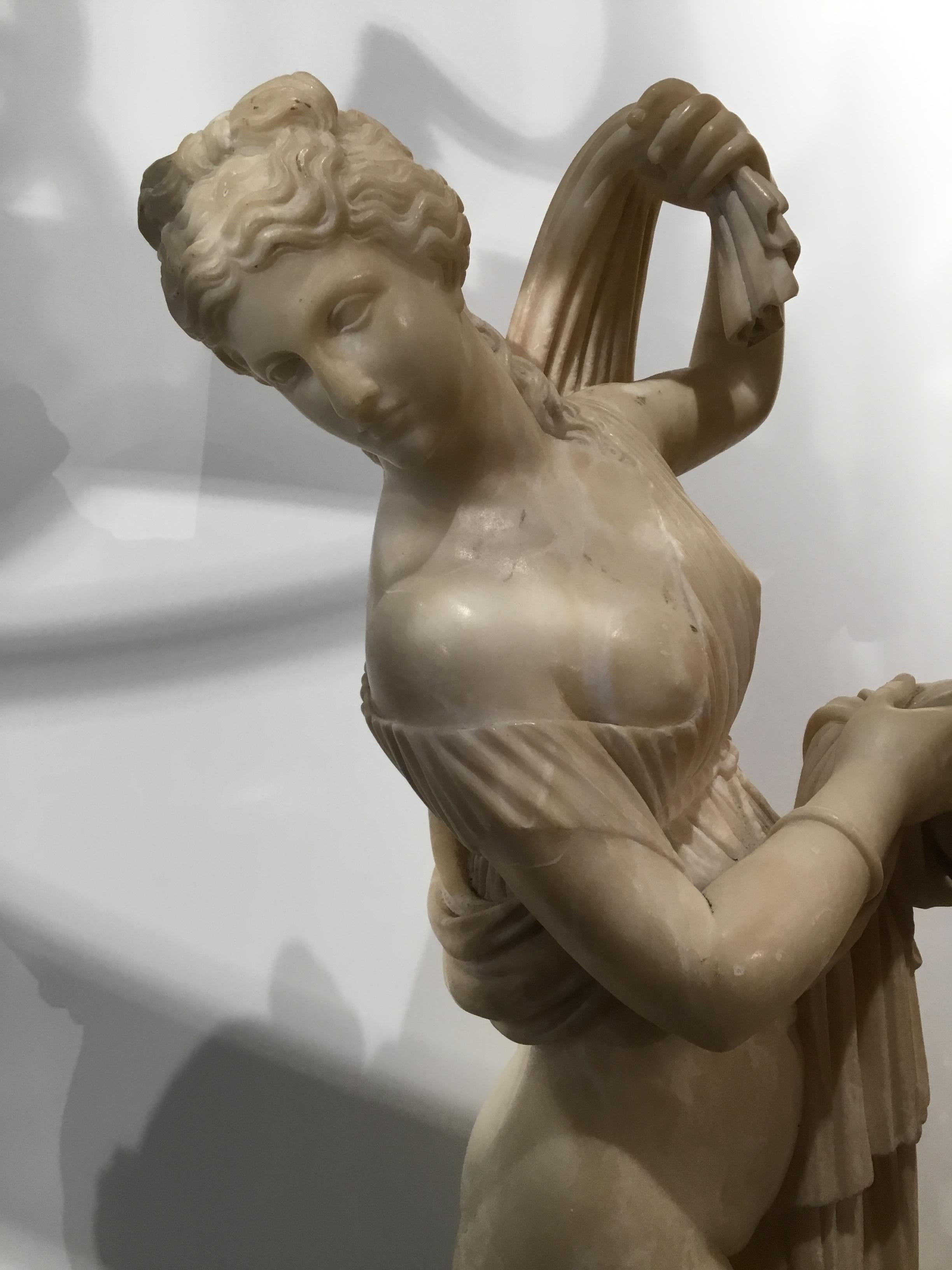 Italian Carved Alabaster Statue of “Venus Genetrix” by E. Battiglia