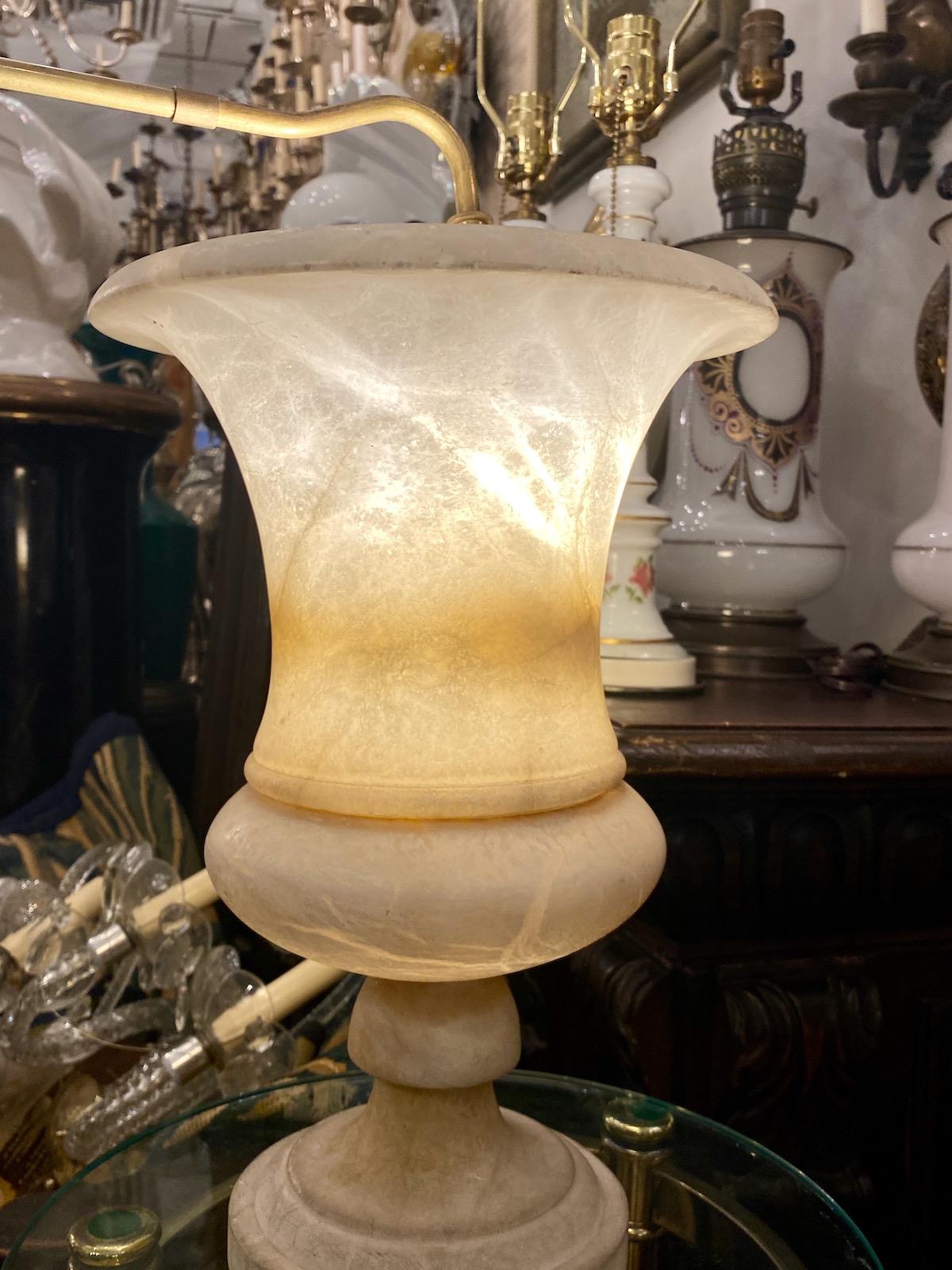 Carved Albaster Urn Lamp For Sale 2