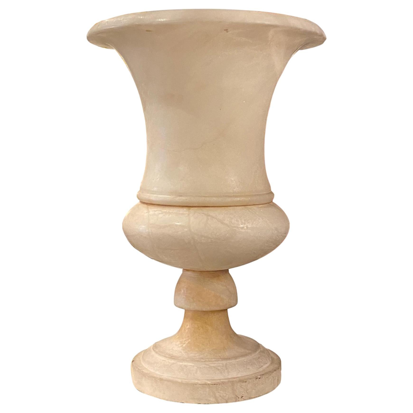 Carved Albaster Urn Lamp For Sale