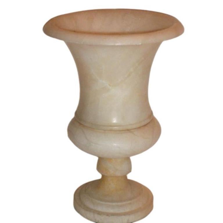 Italian Carved Albaster Urn Lamp For Sale