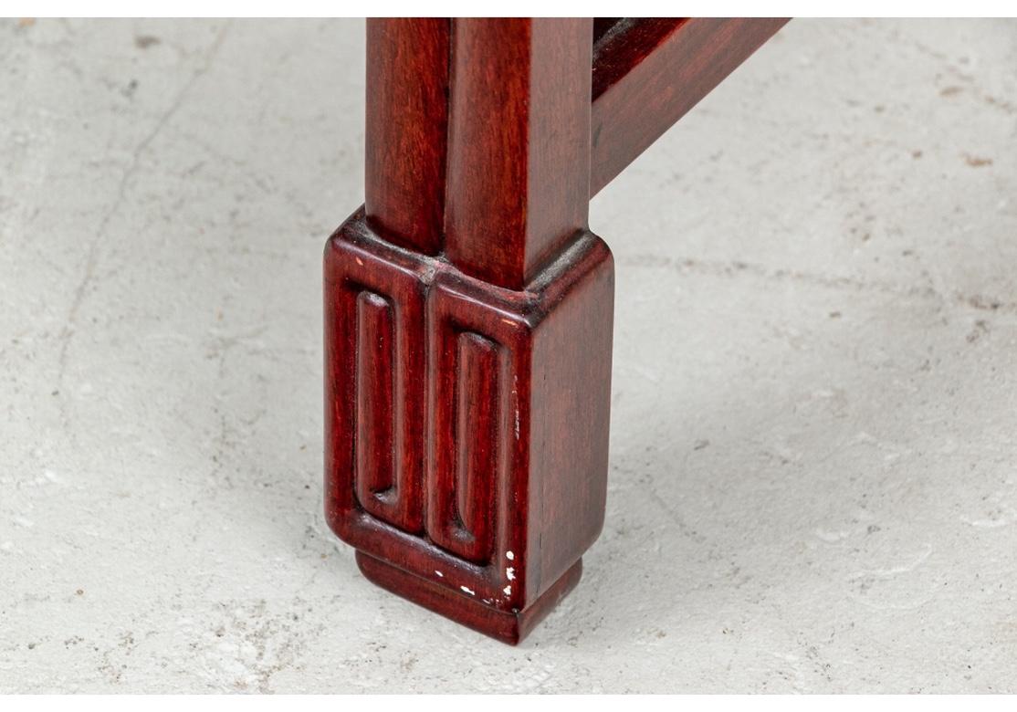 Asian Carved Altar Style Red Mahogany Console Table For Sale