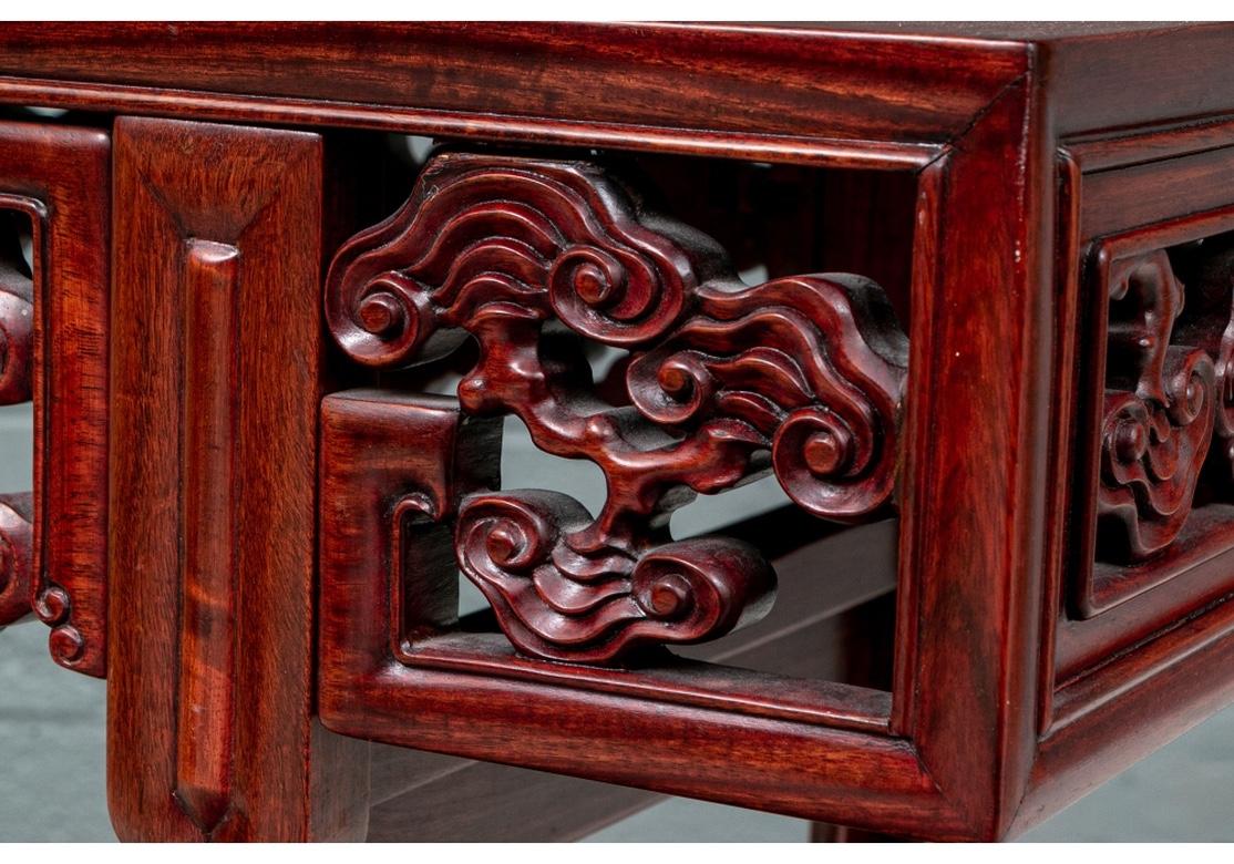 Carved Altar Style Red Mahogany Console Table For Sale 2