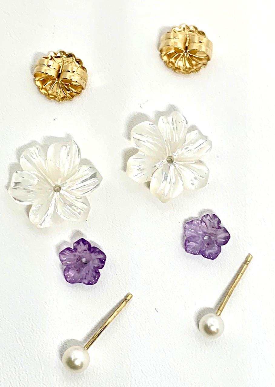 pearl floral earrings