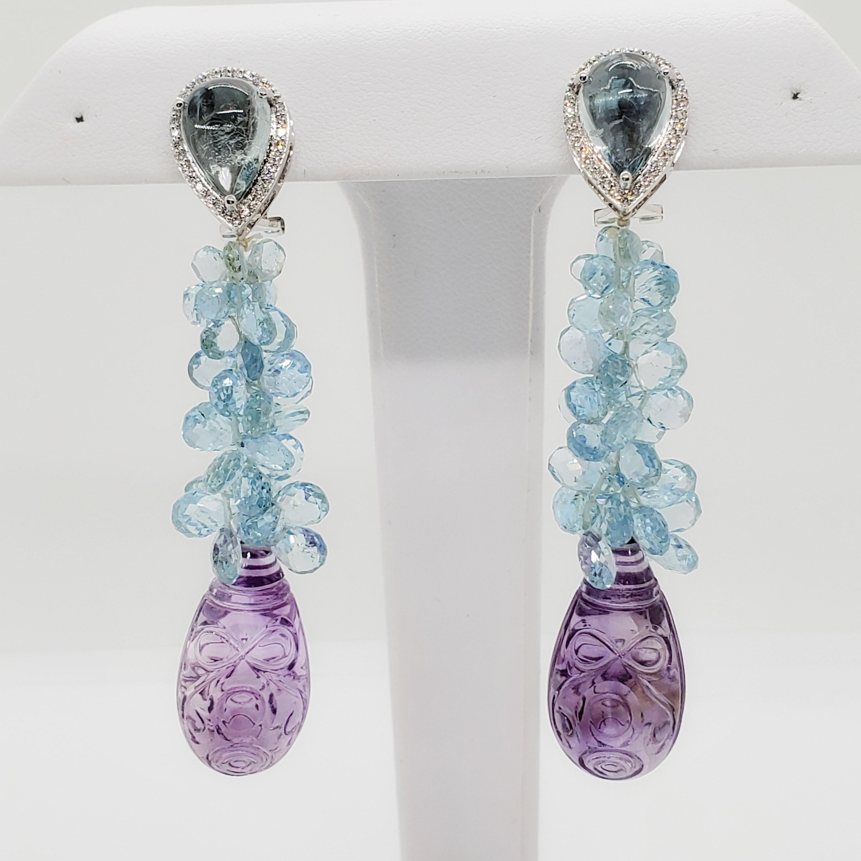 amethyst and aquamarine earrings