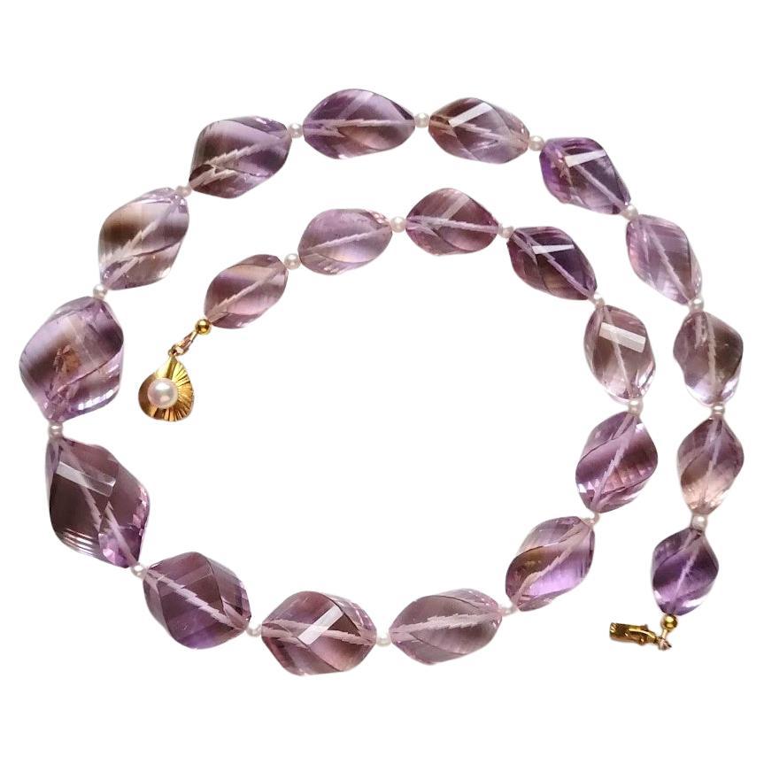 Carved Ametrine Gold Necklace For Sale