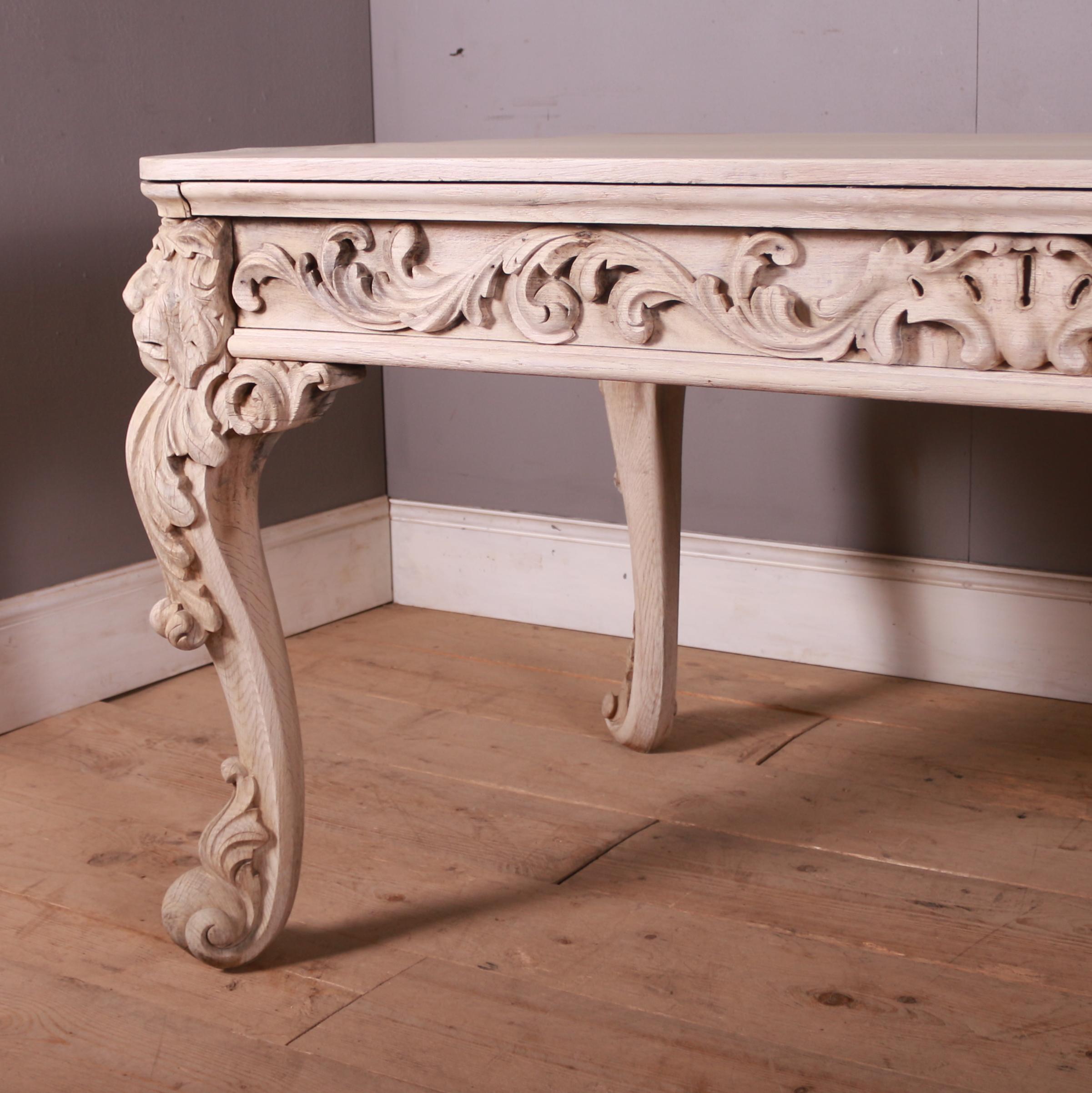 19th Century Carved and Bleached Oak Desk