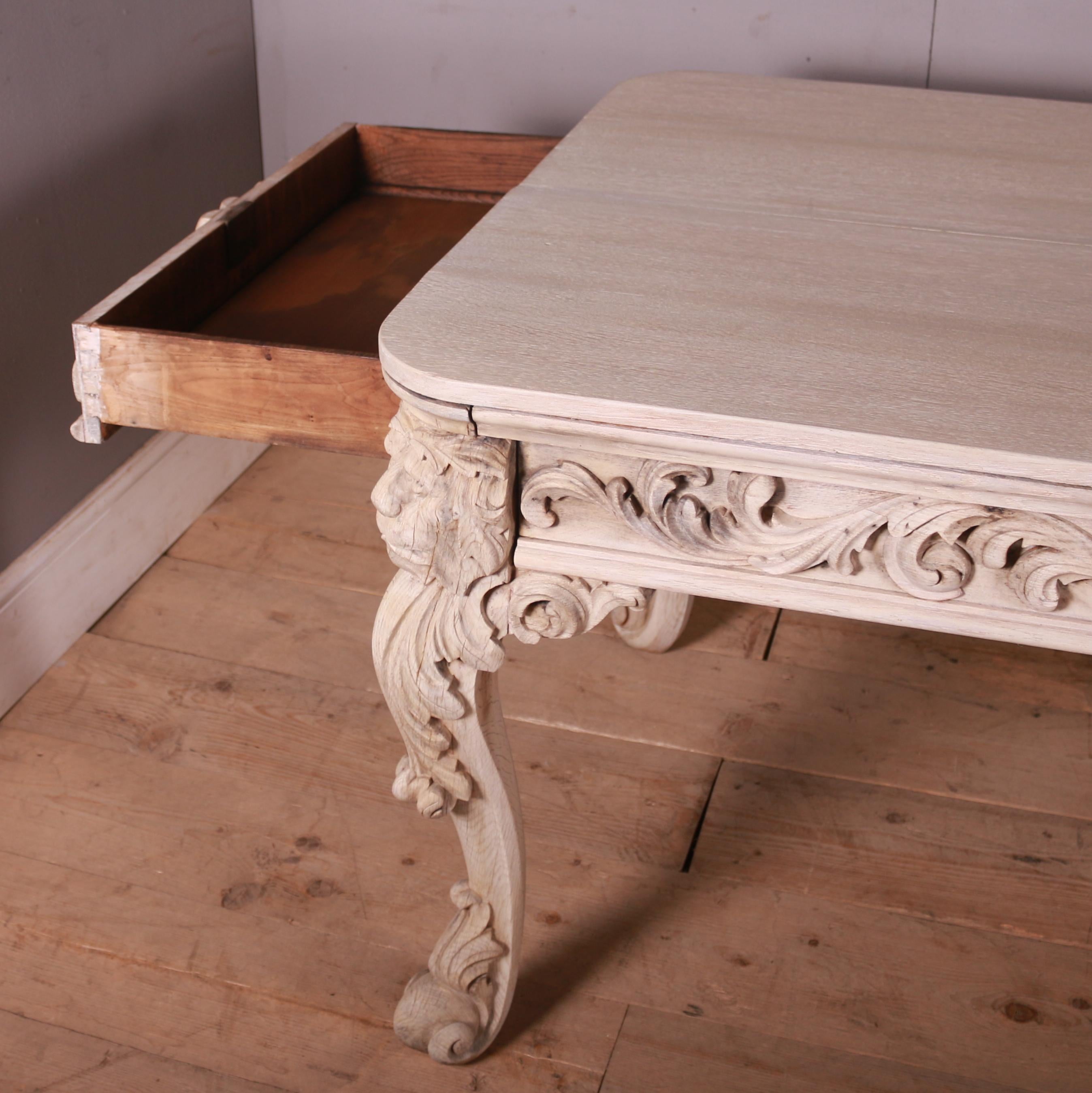 Carved and Bleached Oak Desk 2