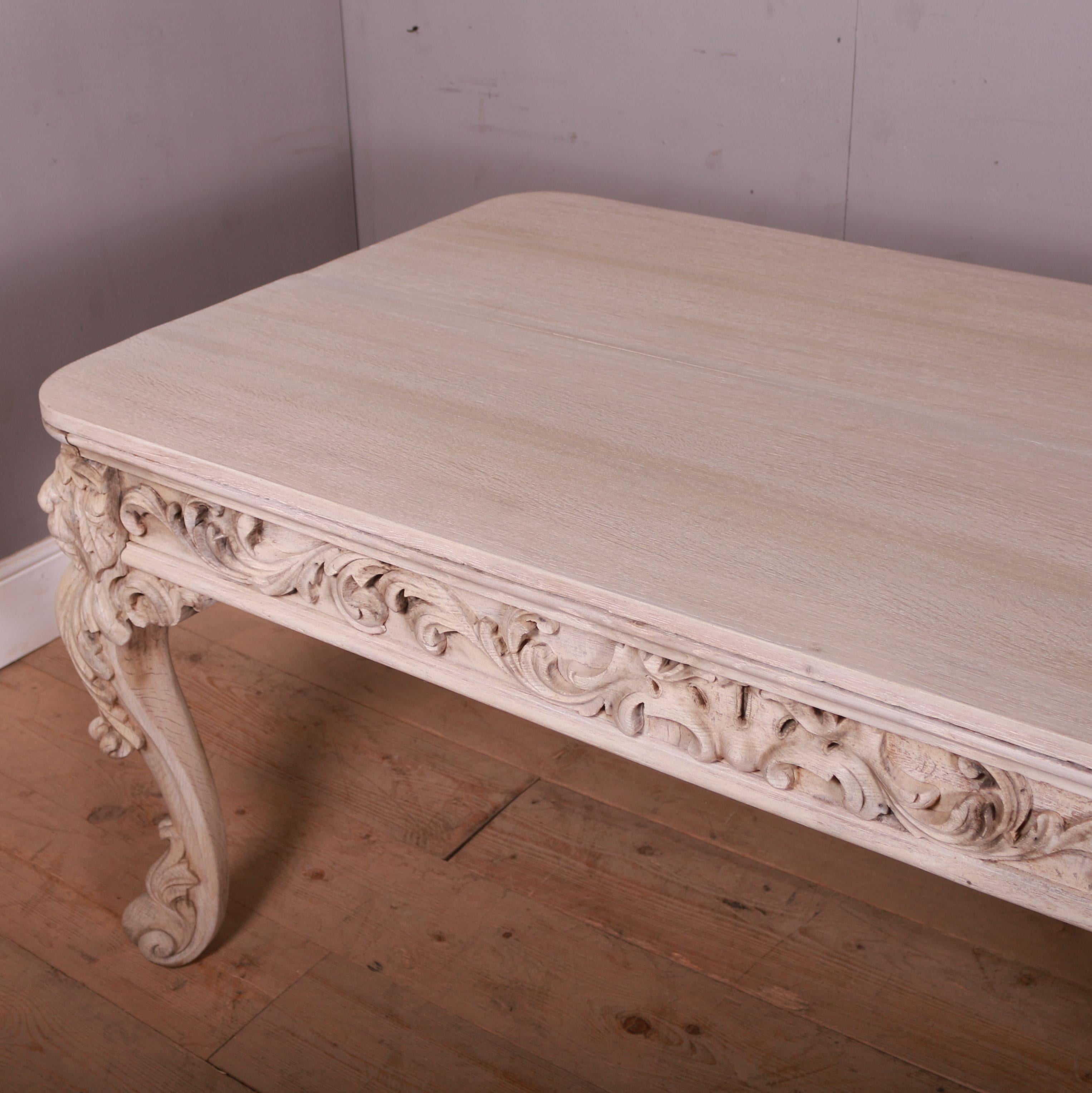 Carved and Bleached Oak Desk 3