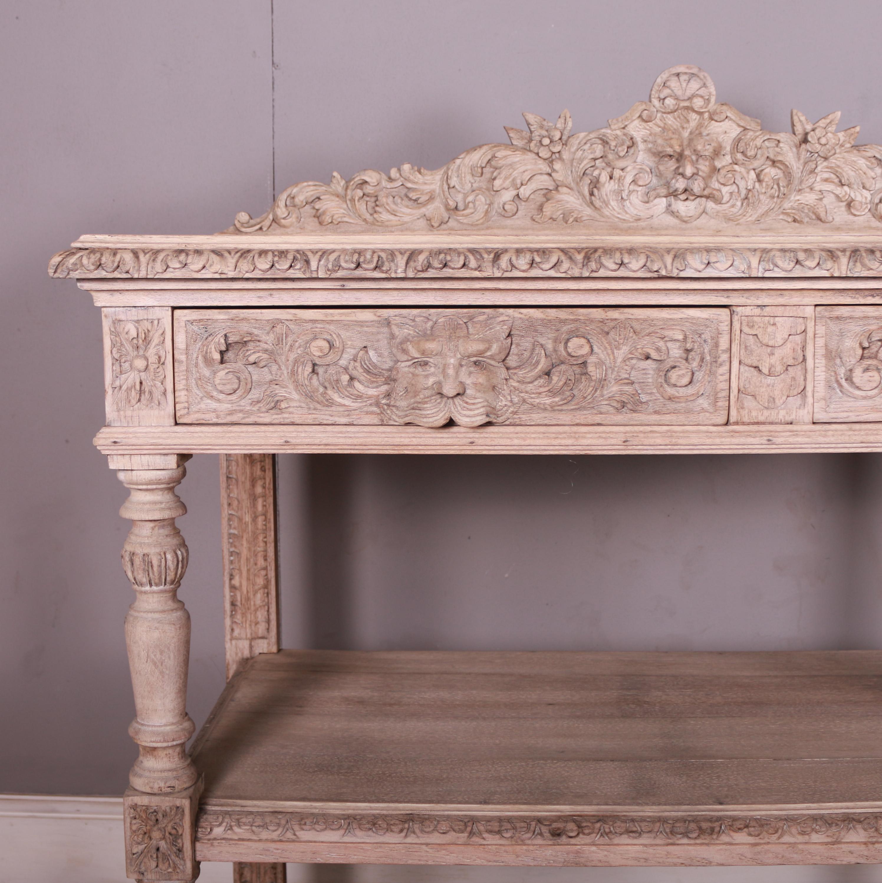 19th Century Carved and Bleached Oak English Buffet