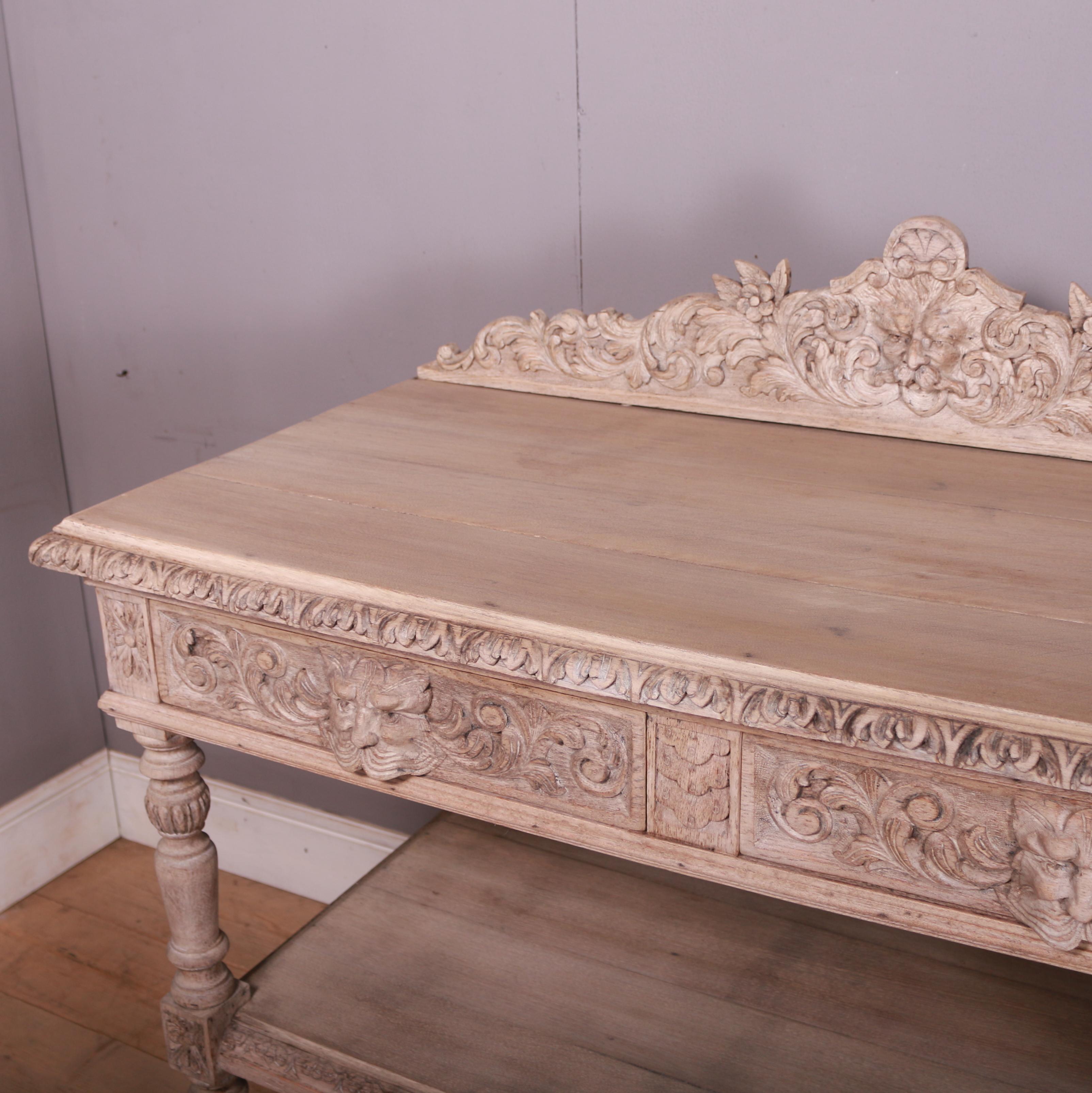 Carved and Bleached Oak English Buffet 3