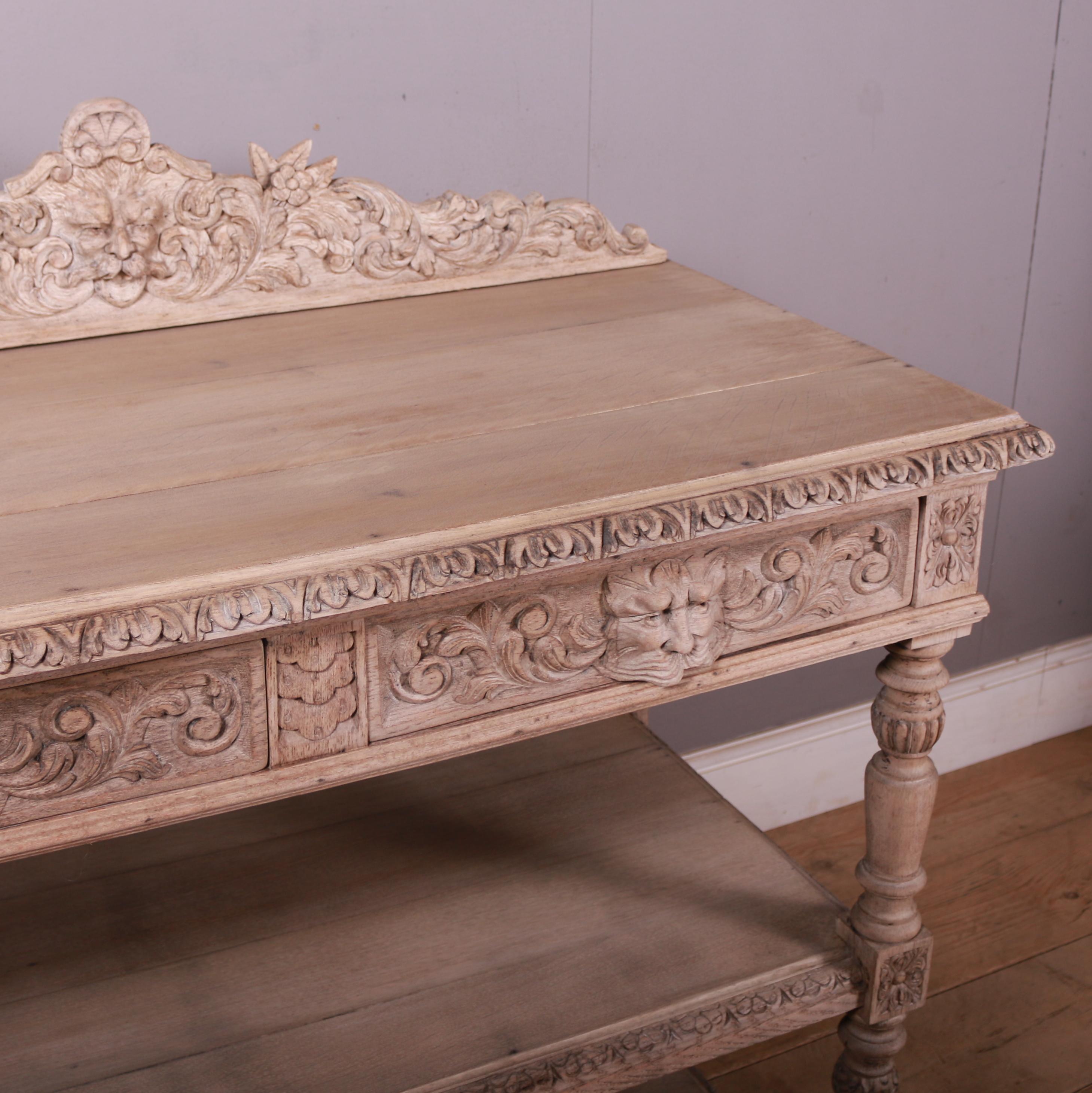 Carved and Bleached Oak English Buffet 4