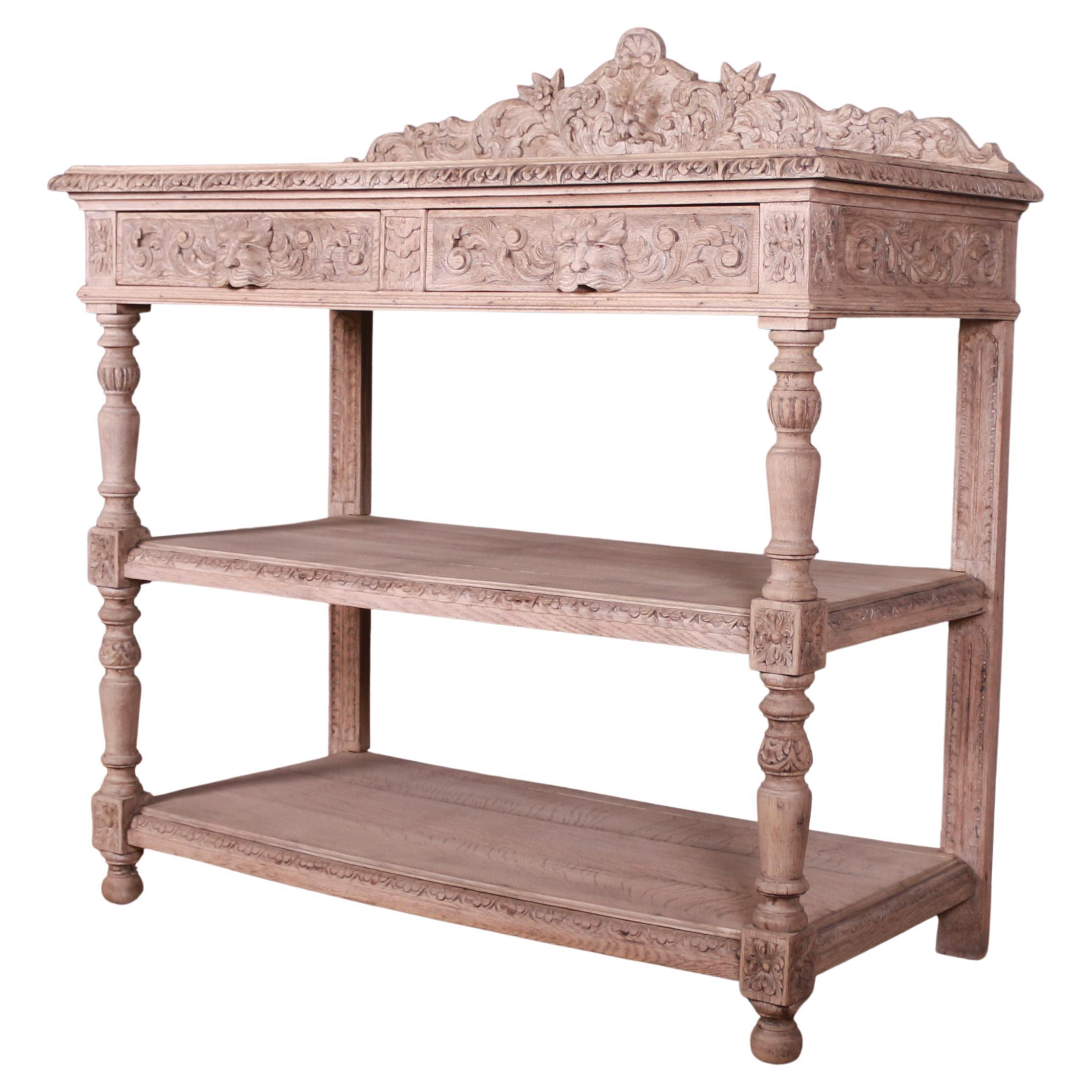 Carved and Bleached Oak English Buffet