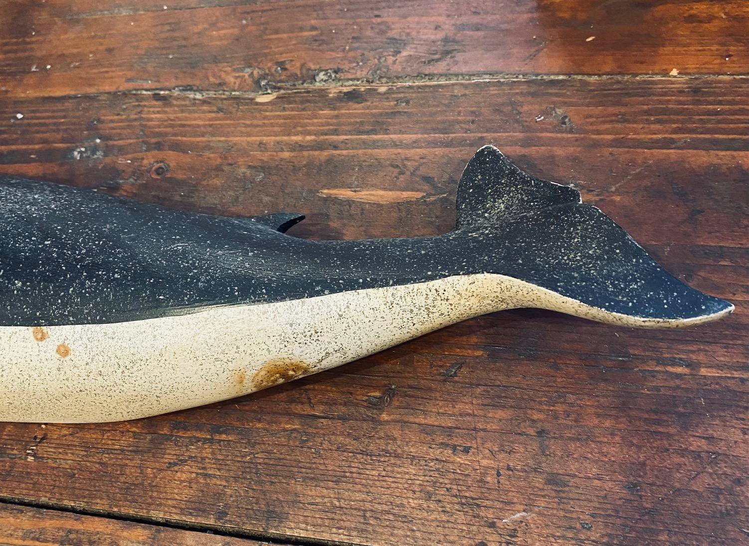 Folk Art Carved and Decorated Finback Whale Plaque by Clark Voorhees, circa 1960
