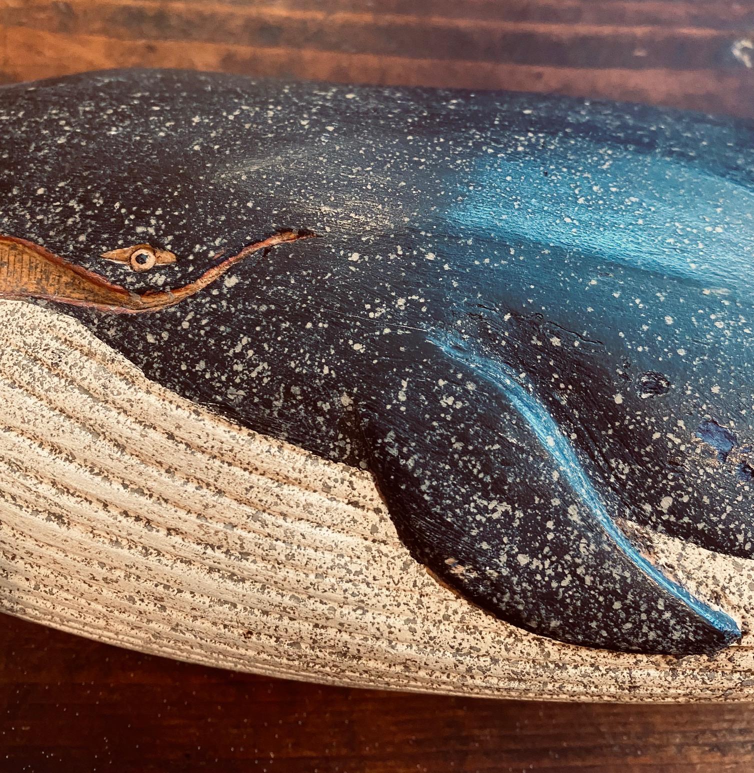 Hand-Carved Carved and Decorated Finback Whale Plaque by Clark Voorhees, circa 1960