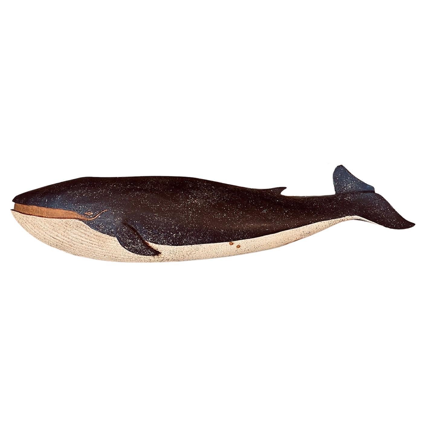 Carved and Decorated Finback Whale Plaque by Clark Voorhees, circa 1960