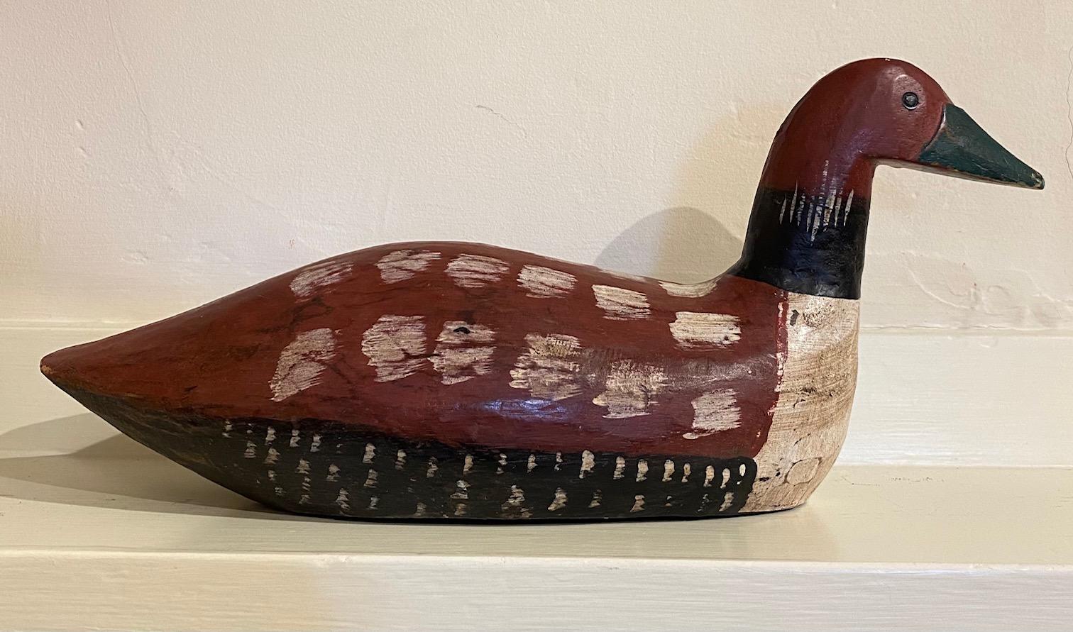 American Carved and Decorated Loon Decoy