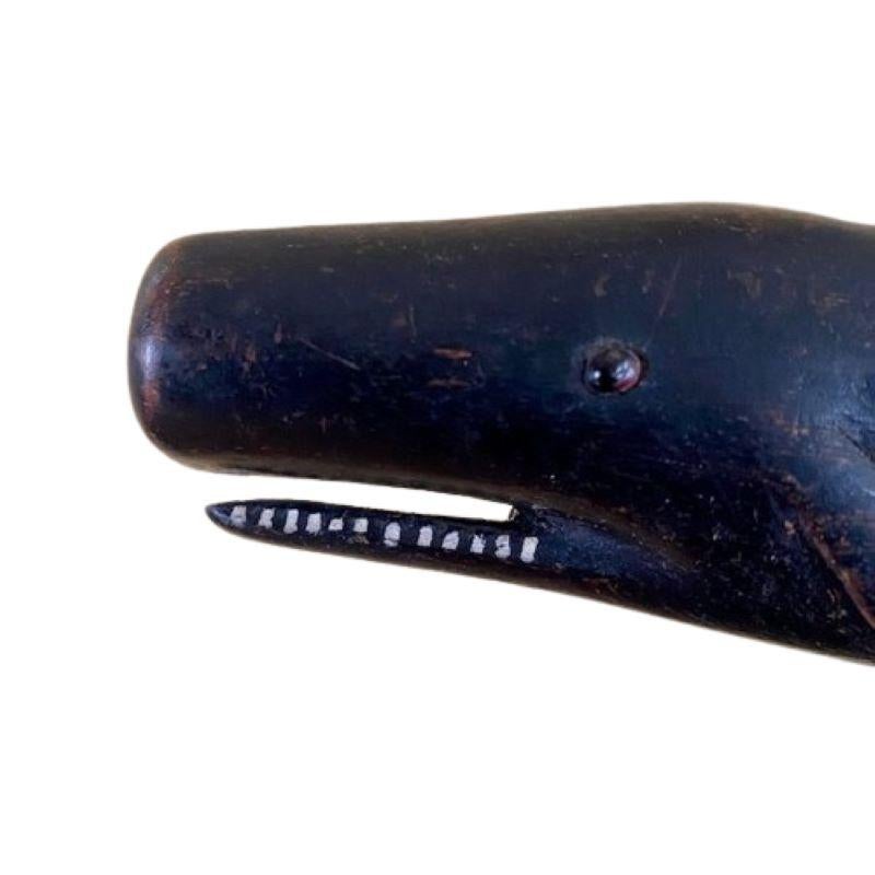 Folk Art Carved and Decorated Sperm Whale Figure, circa 1900 For Sale