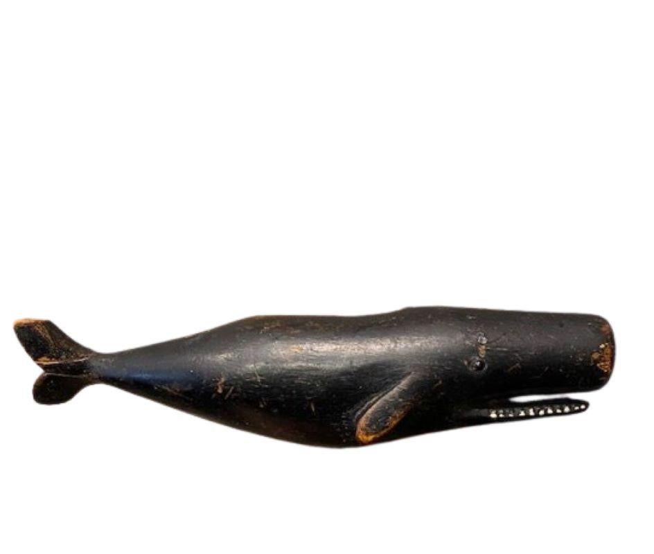 Hand-Carved Carved and Decorated Sperm Whale Figure, circa 1900 For Sale