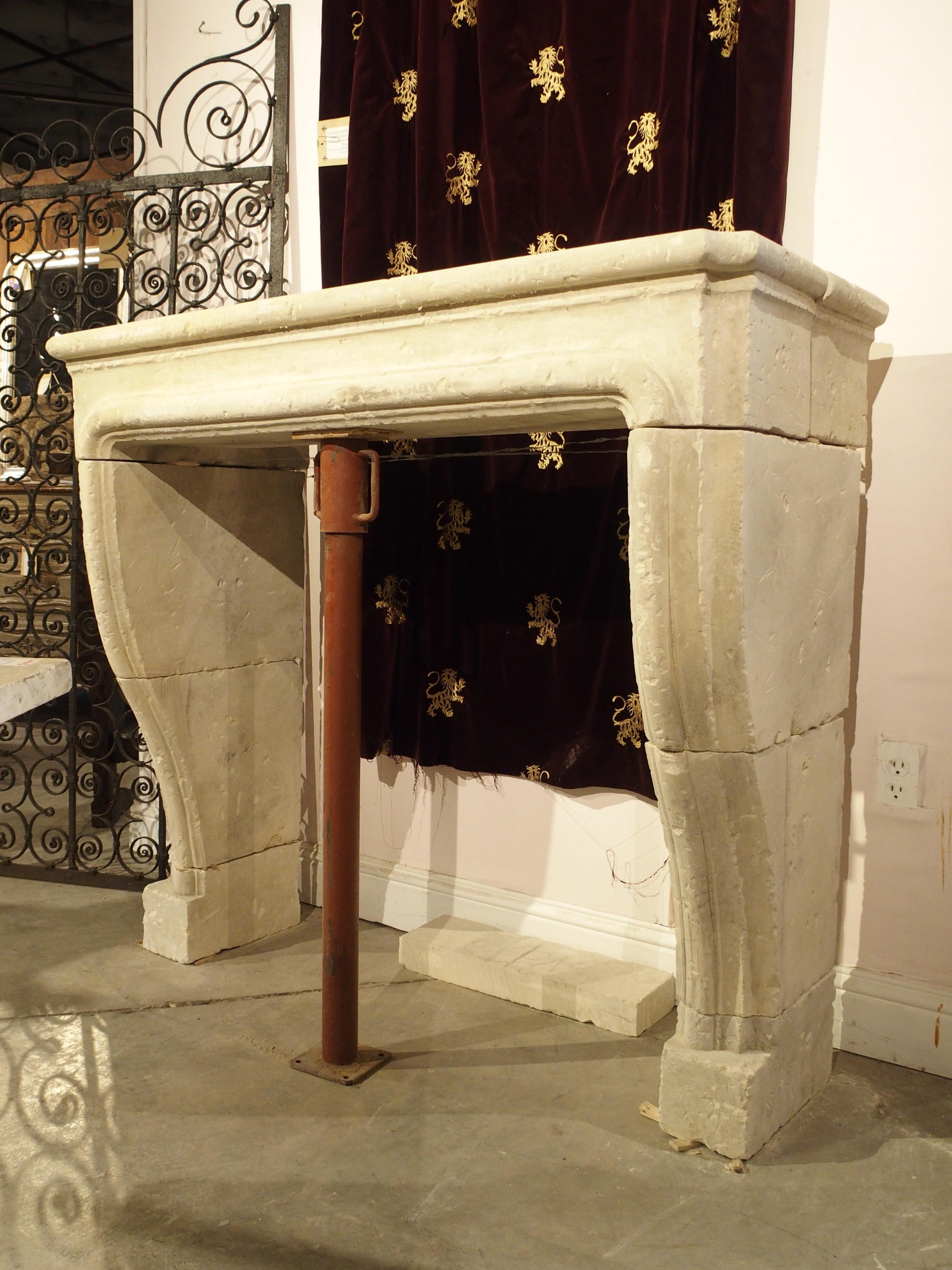 Carved and Distressed Italian Limestone Fireplace Mantel 2