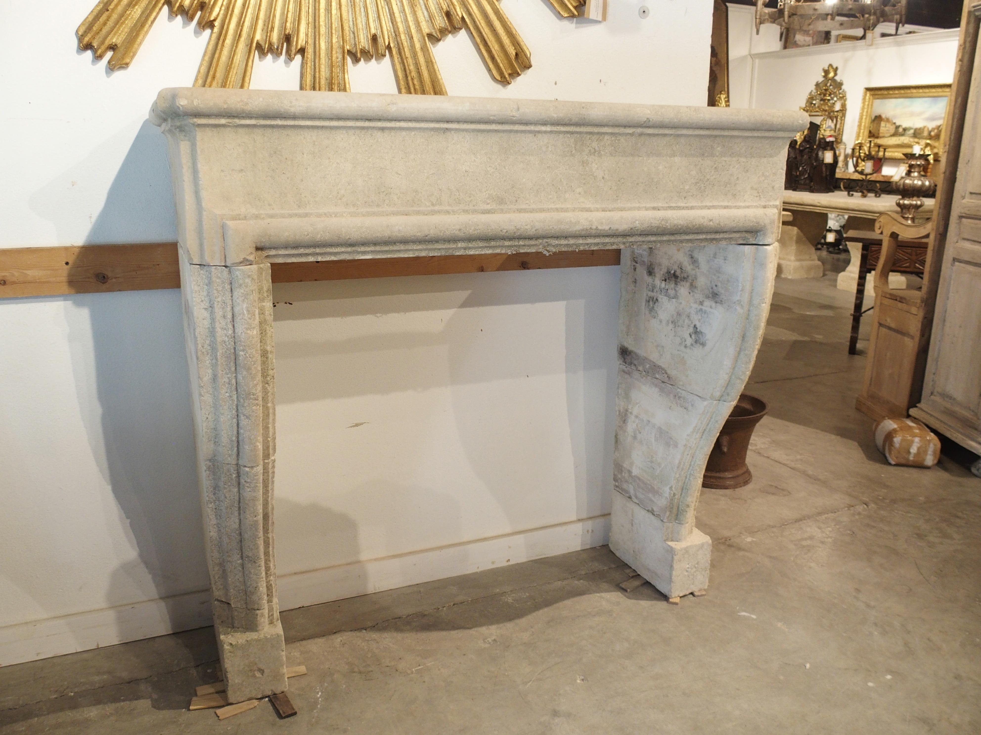Carved and Distressed Limestone Fireplace Mantel from Southern Italy 4