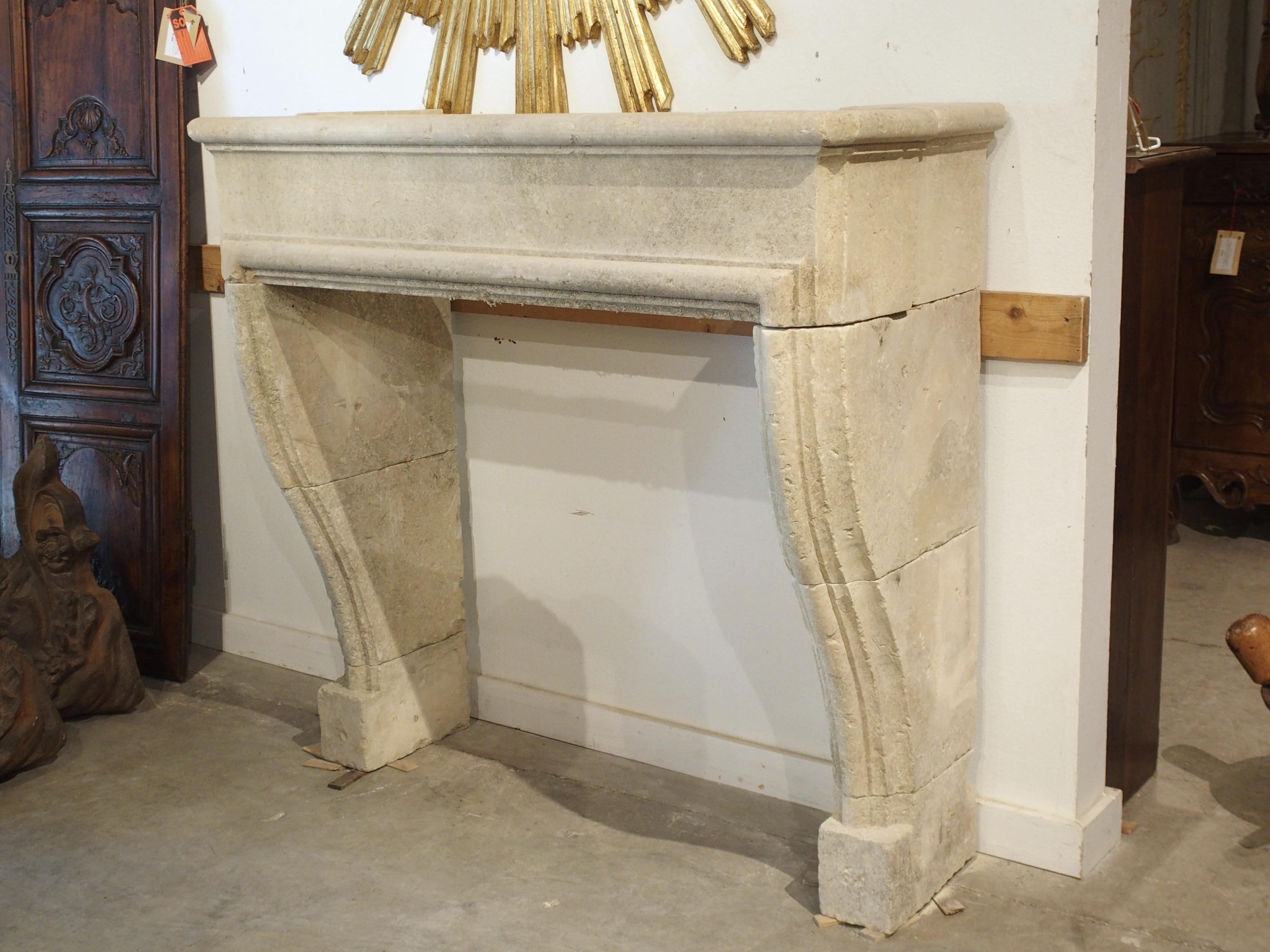 Carved and Distressed Limestone Fireplace Mantel from Southern Italy 5