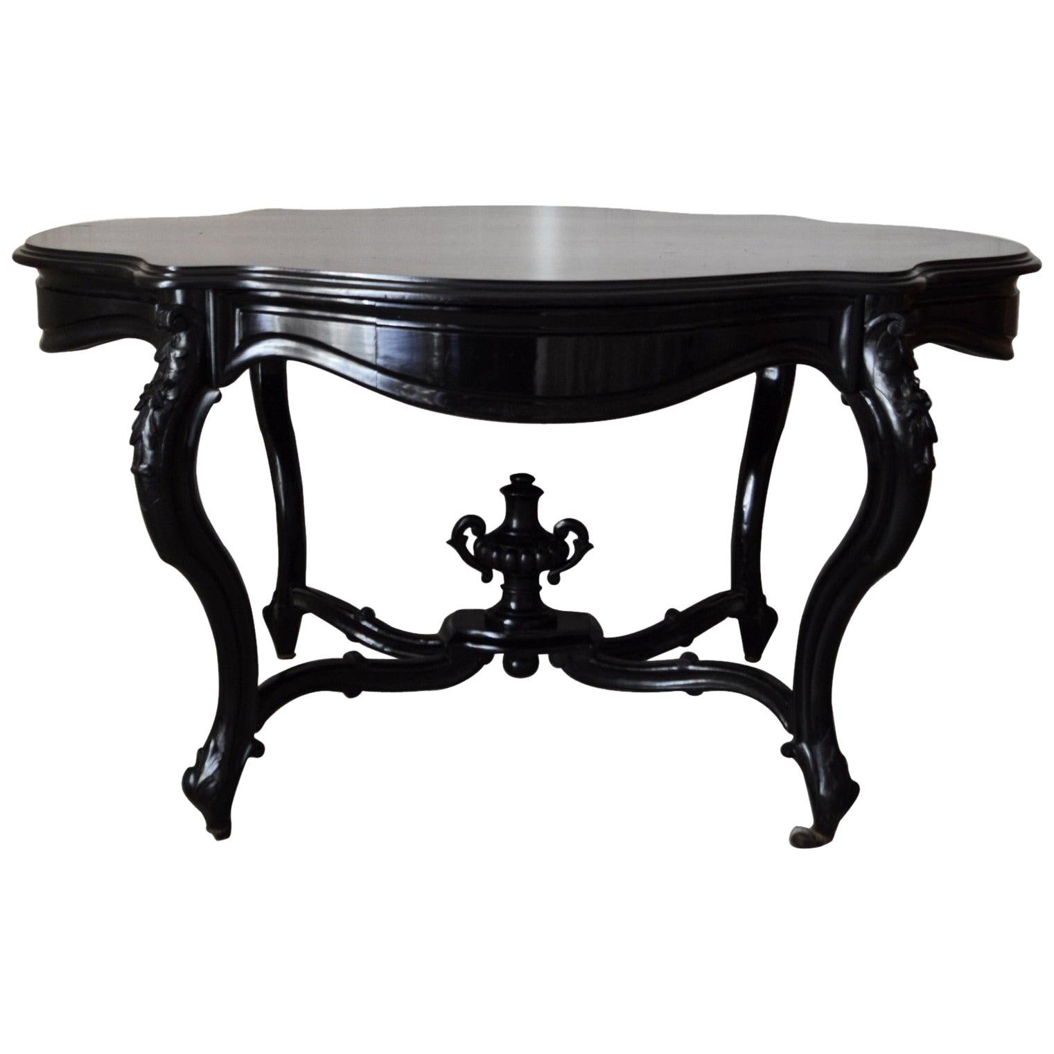 Carved and Ebonized Napoleon III Centre Table or Gueridon For Sale