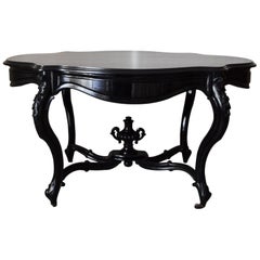 Carved and Ebonized Napoleon III Centre Table or Gueridon
