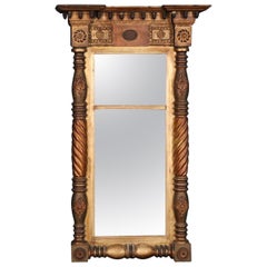 Carved and Gilded American Antique Federal Wall Mirror, Circa 1850